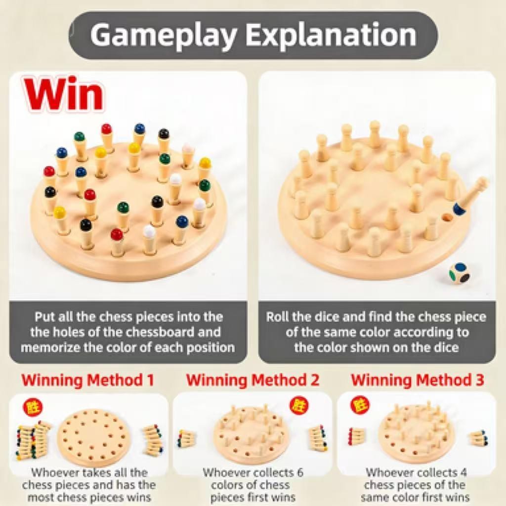 Gowinbaby Memory Chess Matching Game: Family Board Games for Kids and Adults, Mo