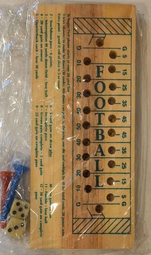 Wood Crafted Travel Football 🏈 Strategy Game w/ Dice And Pegs New