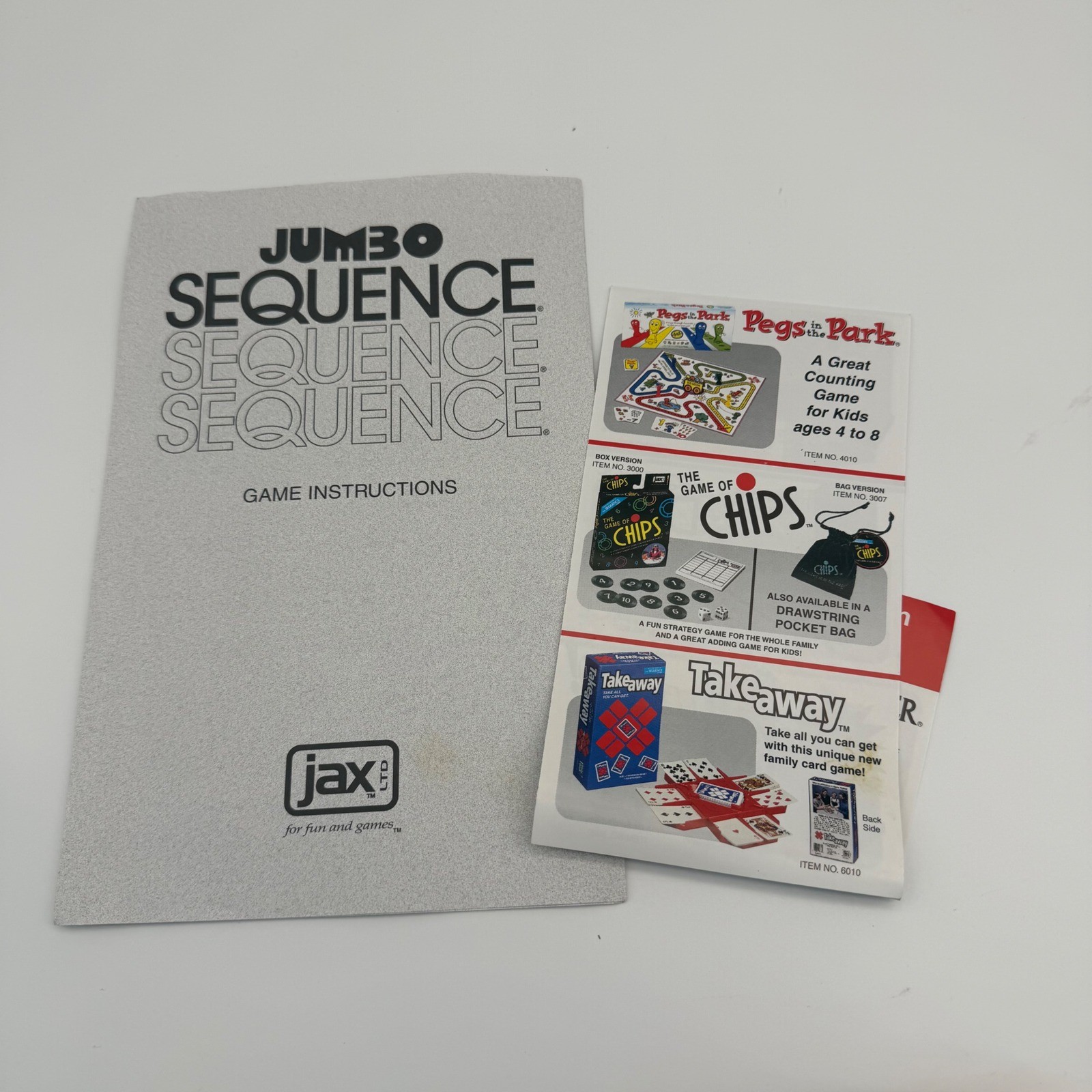 Vintage 1996 Jumbo Sequence Game 32″x27″ 100% Complete Jax Large Playing Mat