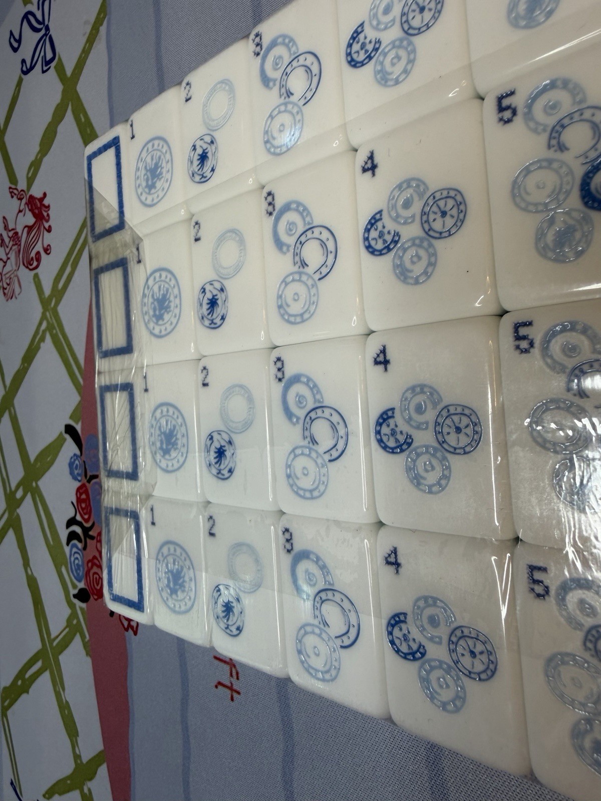 Designer Inspired American Mahjong Set | White Acrylic Tiles + Matching Mat