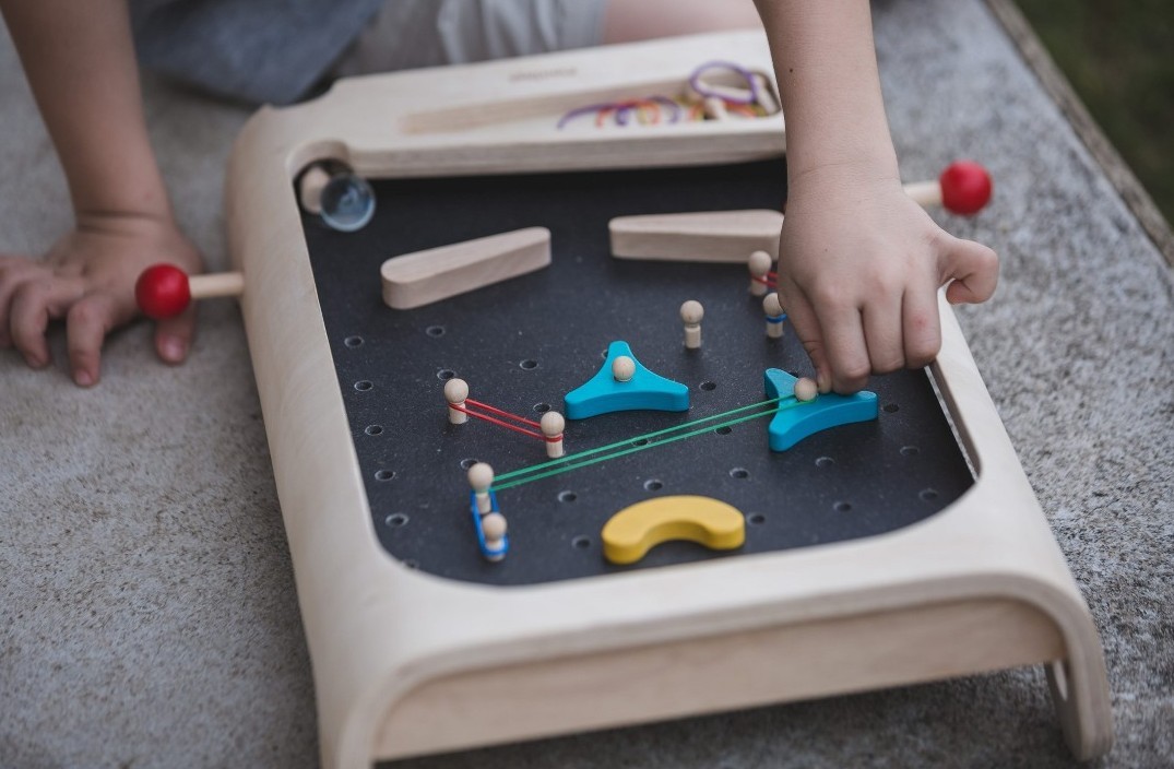 Plan Toys Pinball Ages 3+ 1 player Sustainable Wooden Montessori STEAM Perfect