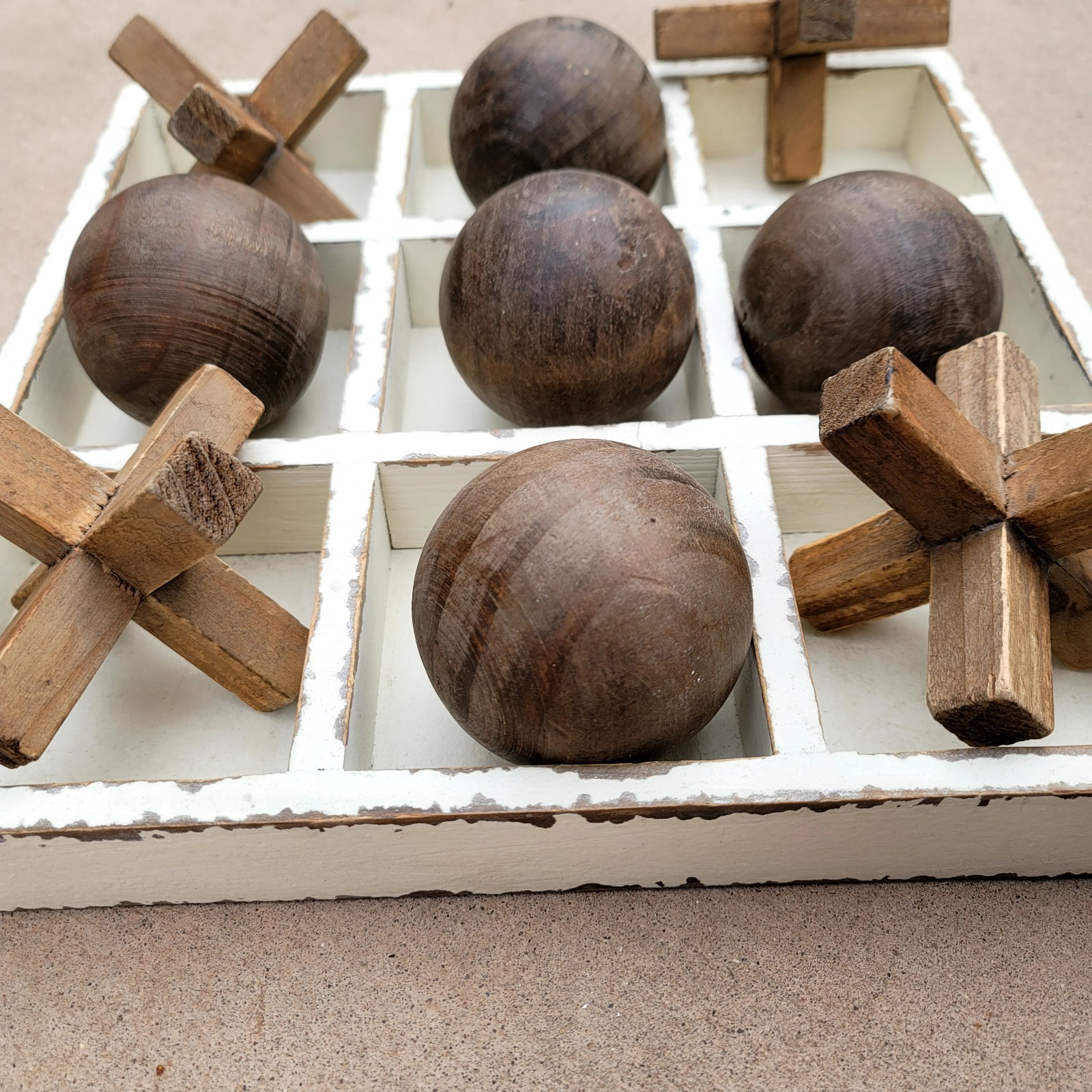 Vtg Pier 1 Imports Wooden Tic Tac Toe Table Game Heritage French Cottage