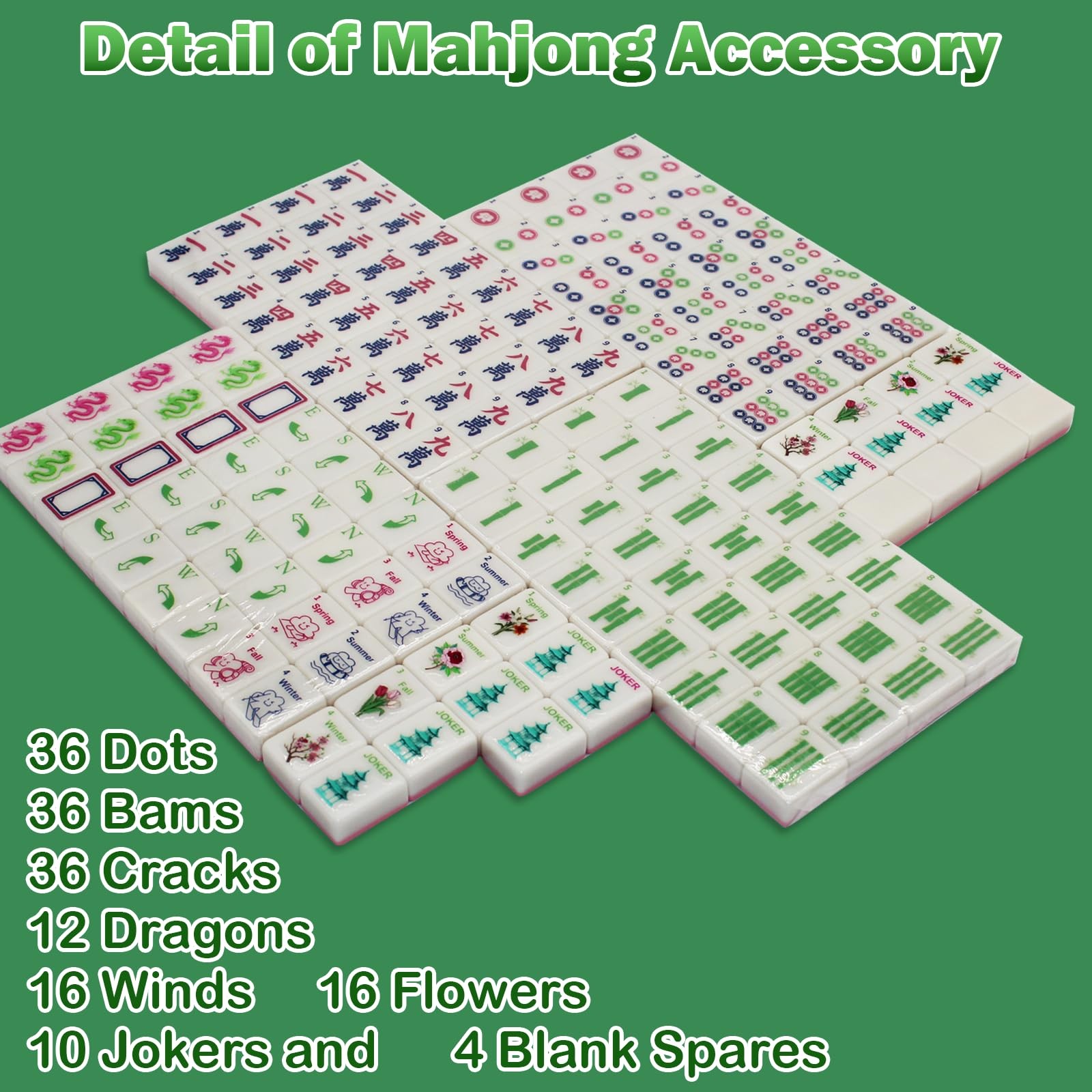 TUSAUW American Mahjong Tile Set, American Mahjong Game Set Include 166 1.2 I…