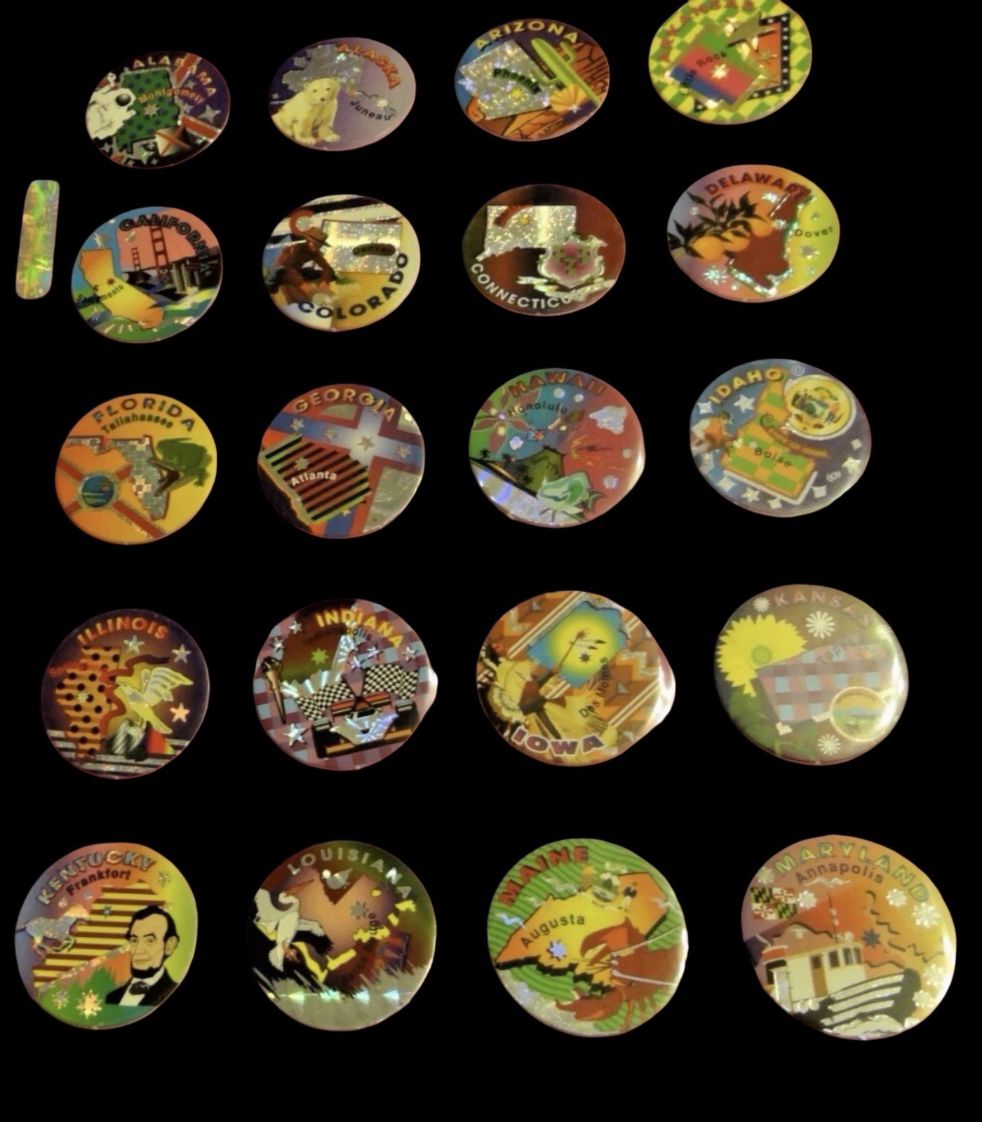 Vintage 50 States POG Set Complete Holographic Caps USA 1–50 90s Lot