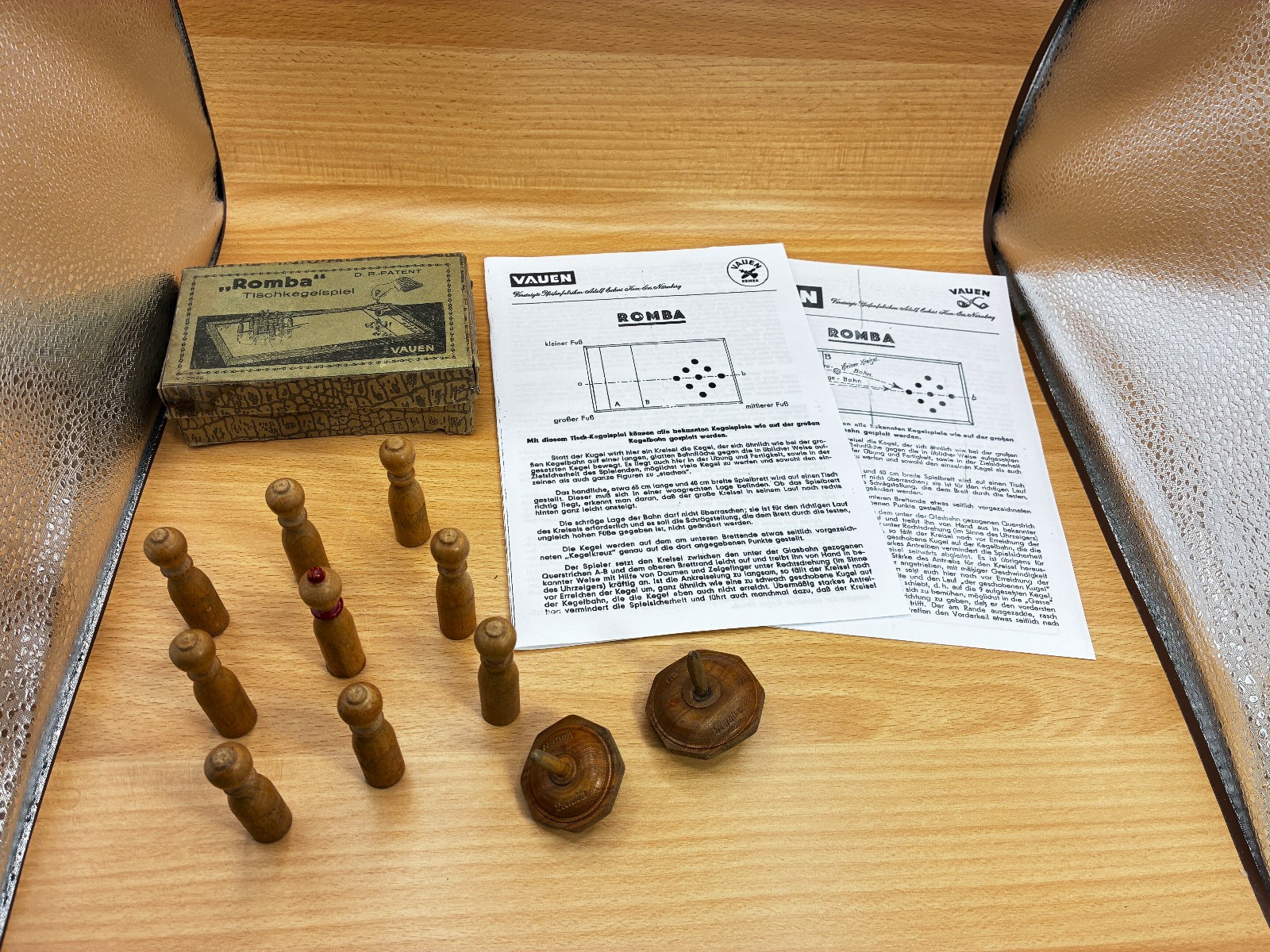 Accessories Romba bowling game for table bowling game Vauen with instructions, antique from 1913