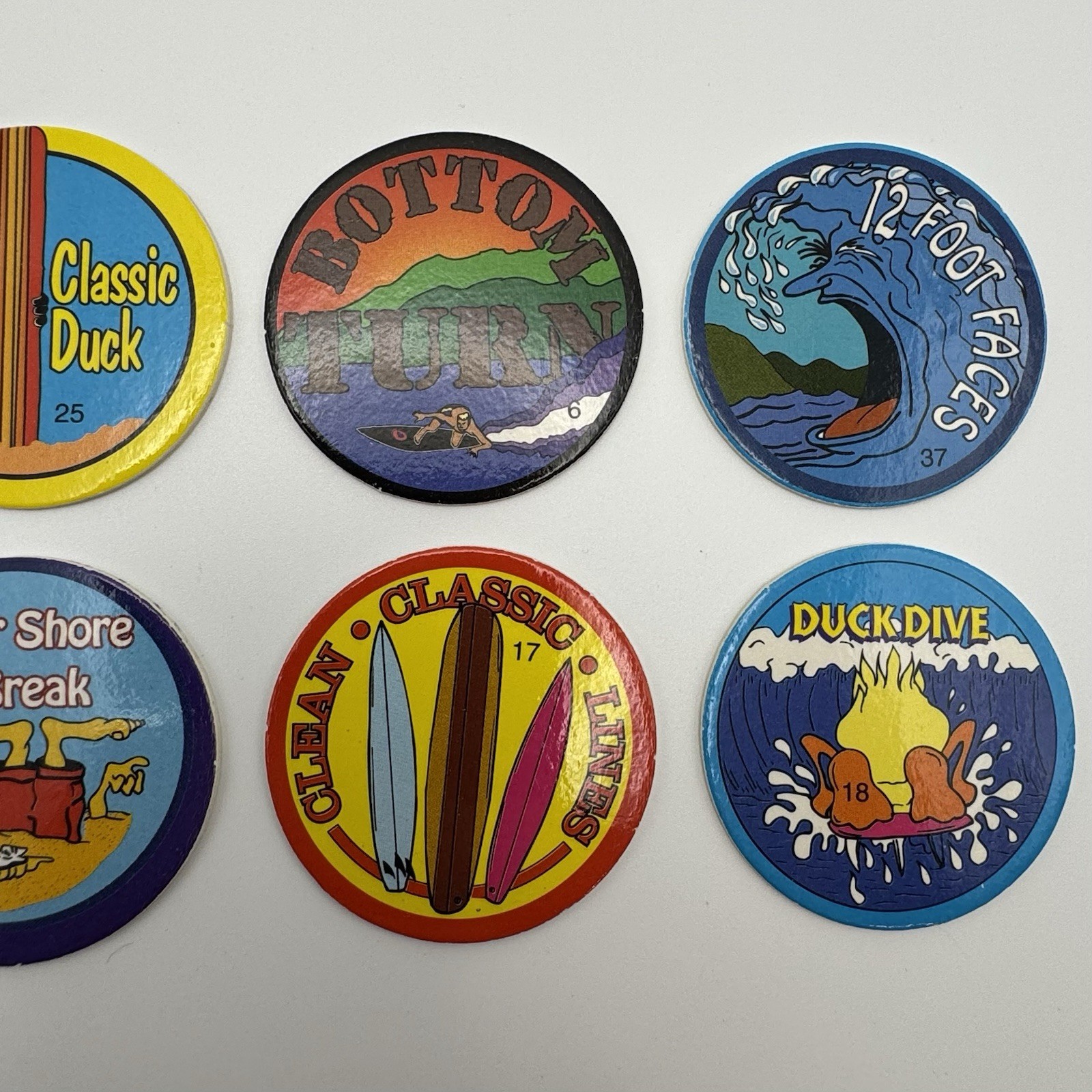 Vintage 1990s Surfing POGS Lot of 10 Original Unused Surf Collectibles