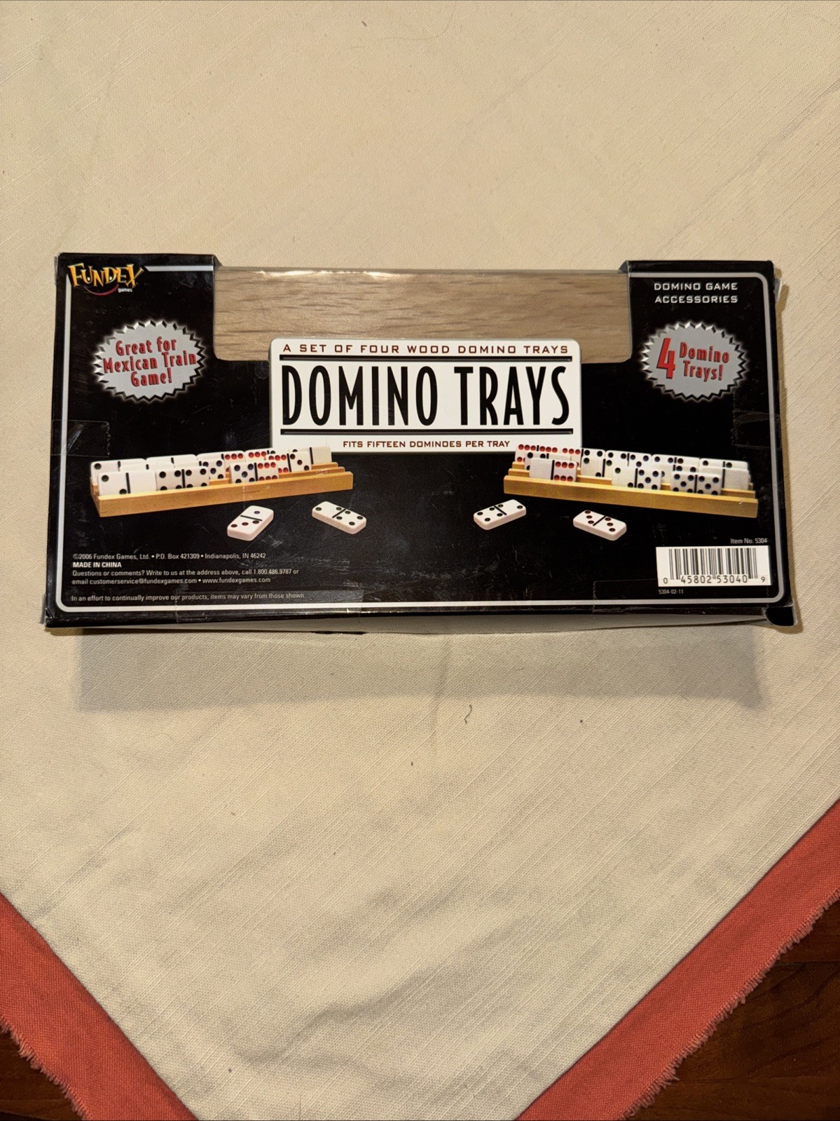 Fundex Domino Trays Set of 4 Solid Wood Game Accessory (BRAND NEW SEALED)