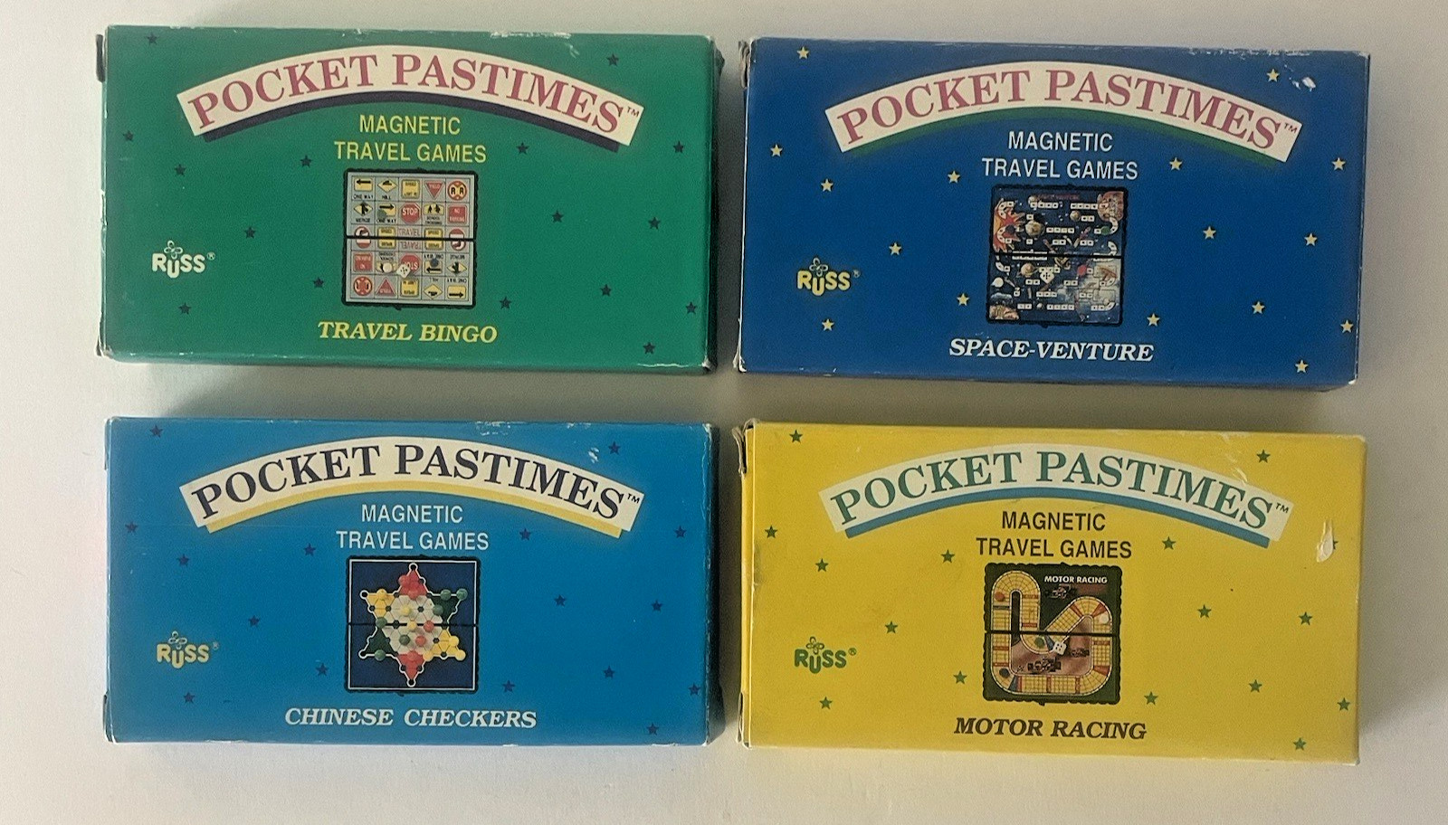 RUSS POCKET PASTIMES Magnet Travel Games 80’s Bingo Racing Space Chinese Checker