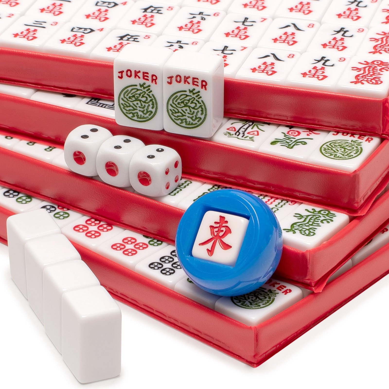 Yellow Mountain Imports Travel Size American Mahjong Set Celadon with Teal Gr…