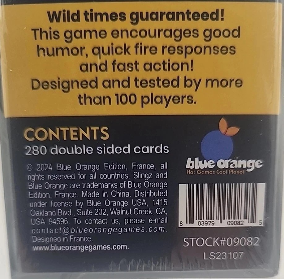 Slingz Party Game Blue Orange Fast-Paced Family Category Game 2-7 Players NEW