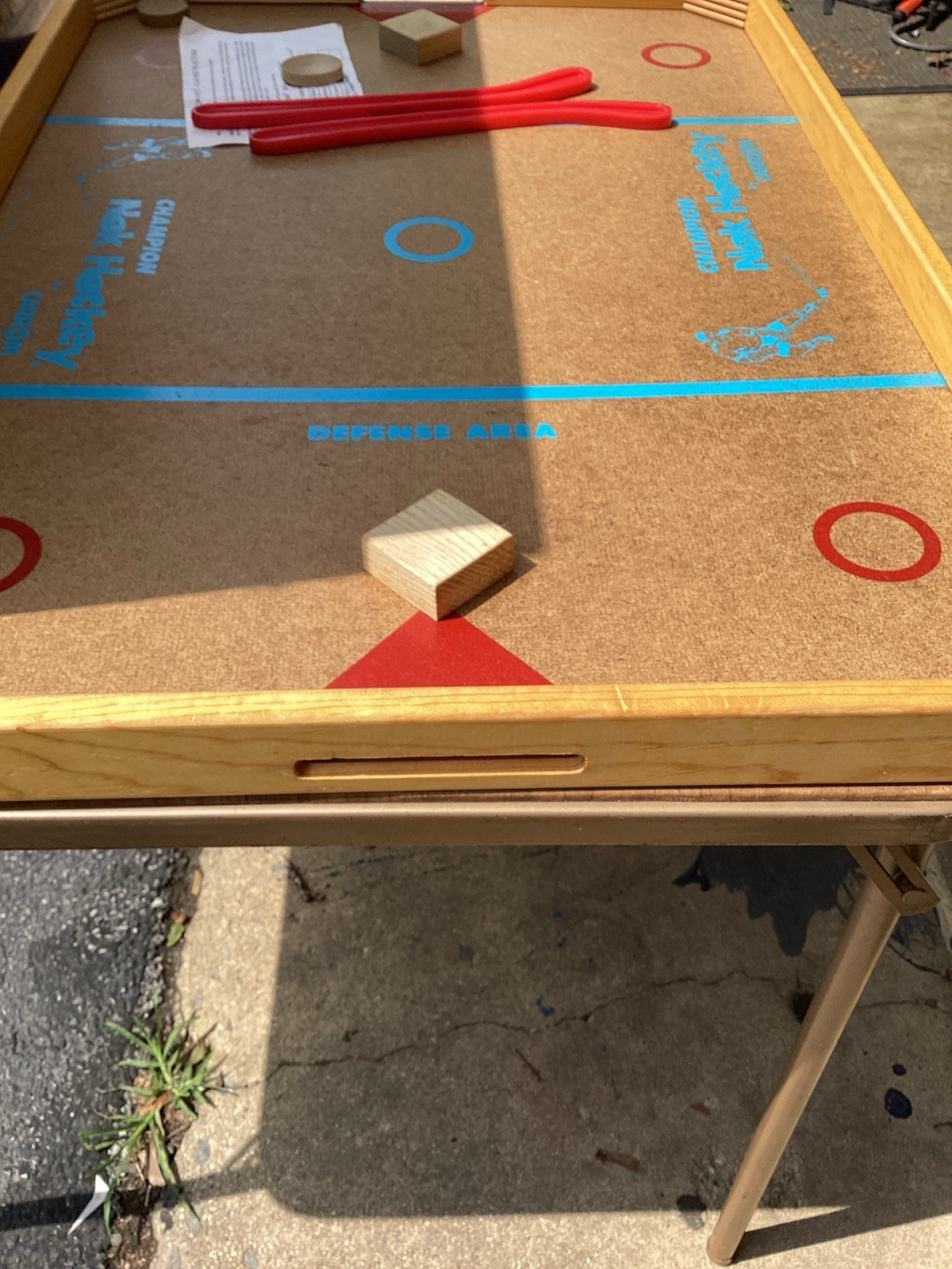 COMPLETE 1980s Carrom Nok-Hockey Board Game w/Original Box Wooden Table Hockey