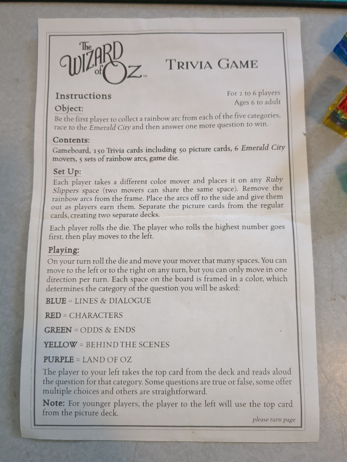 Wizard of Oz Trivia Game Complete Pressman 1999 Tin