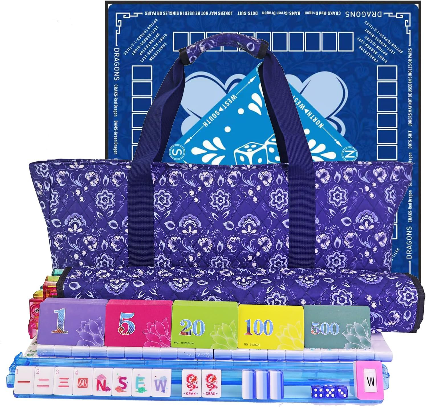 American Mahjong Game Set, Portable Carrying Bag,Acrylic 160 Tiles,Western Mahjo