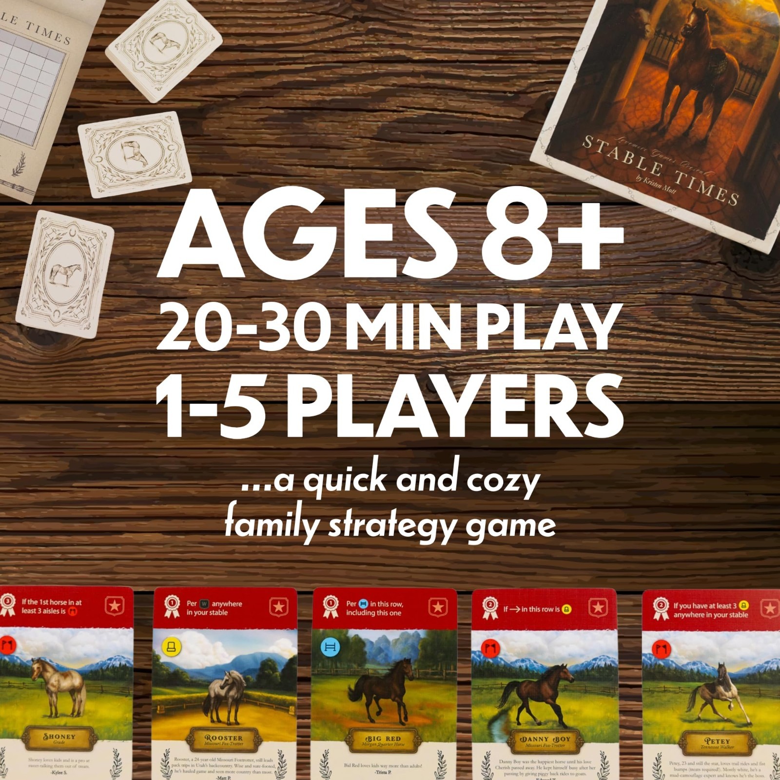 Family Card Game – Cozy Board Game for Kids & Adults, Unique Horses, 1-5 Players