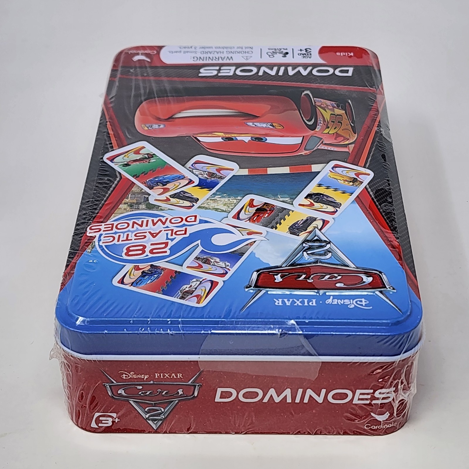 Disney Pixar Cars 2 Dominoes Cardinal 28 Plastic Dominoes Factory Sealed Tin
