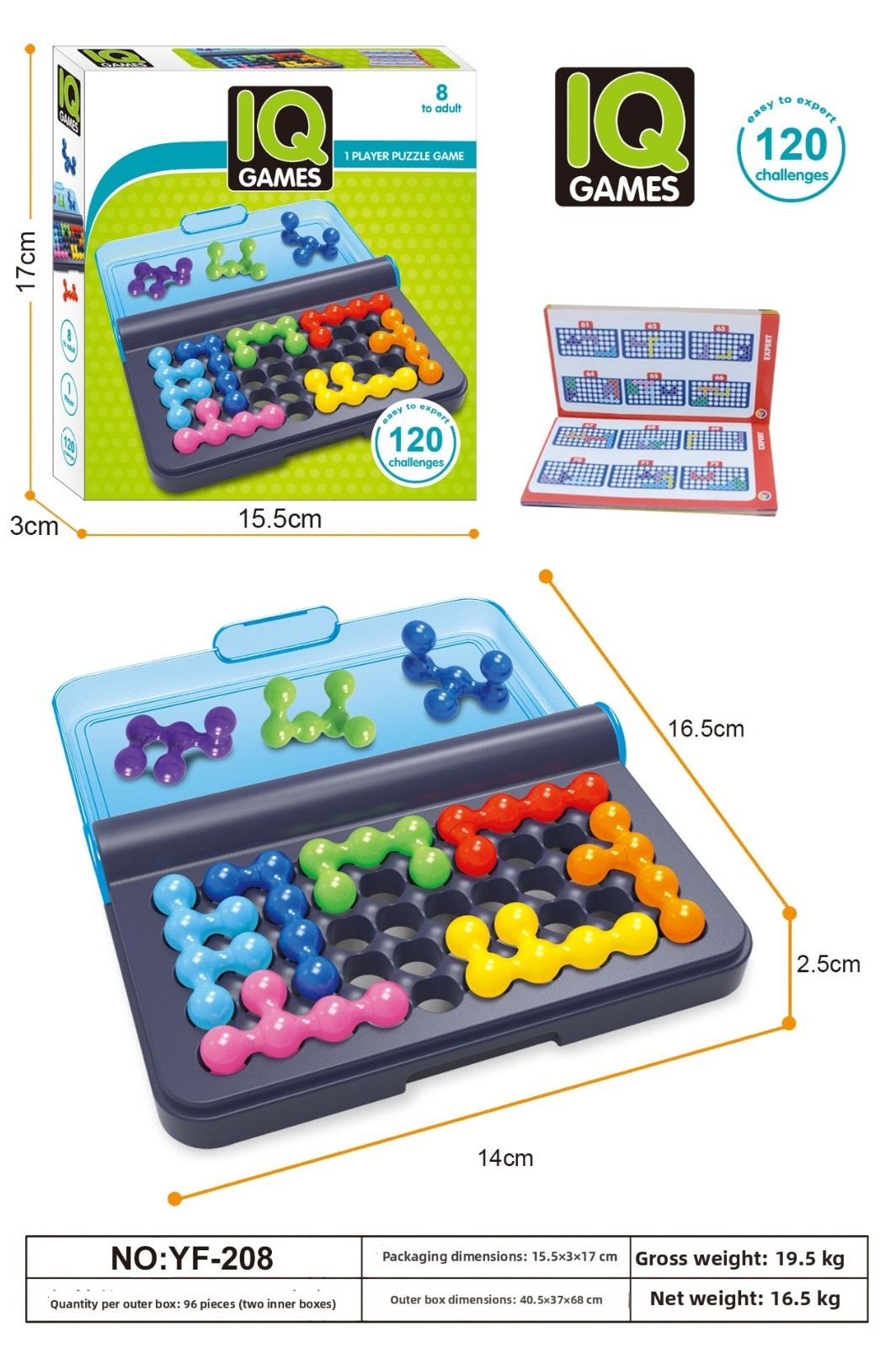 IQ Games 1 Player Puzzle Fit Game 120 Challenges Ages 8+ Problem Solving Toy
