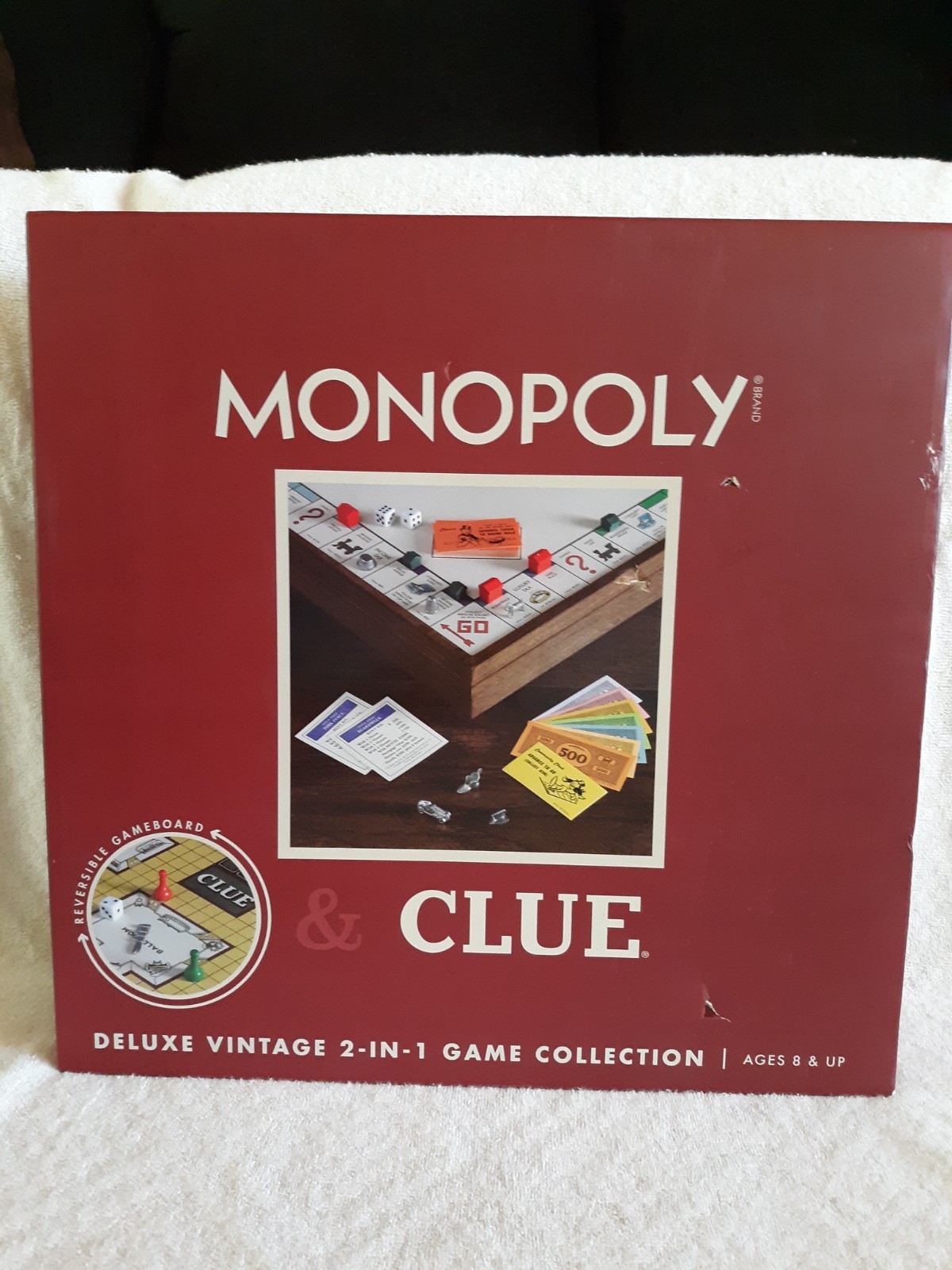 MONOPOLY and Clue Deluxe Vintage 2 in 1 Wood Game Collection Set