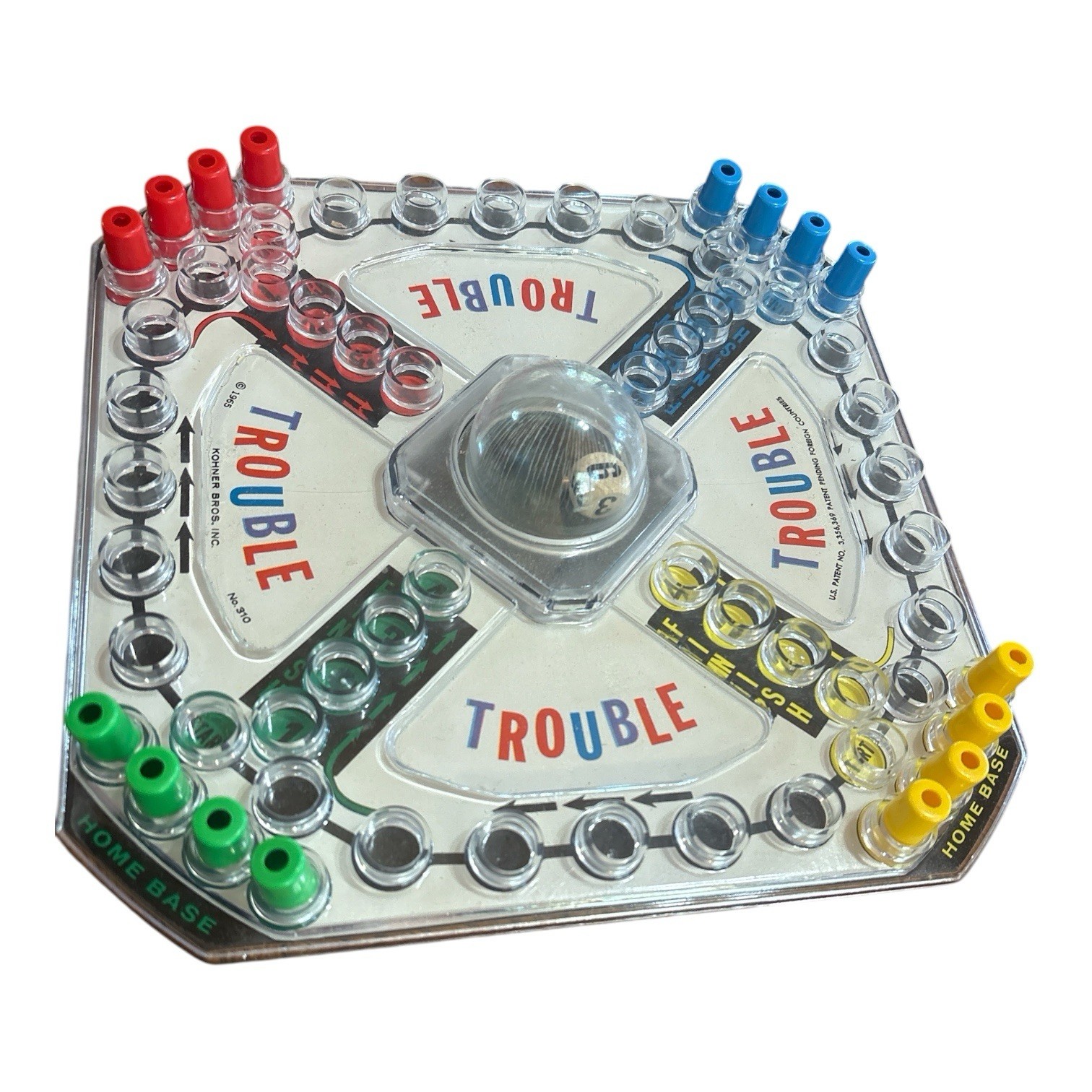 Vintage 1965 Trouble Pop-o-Matic board game Kohner bros USA made. Free Shipping