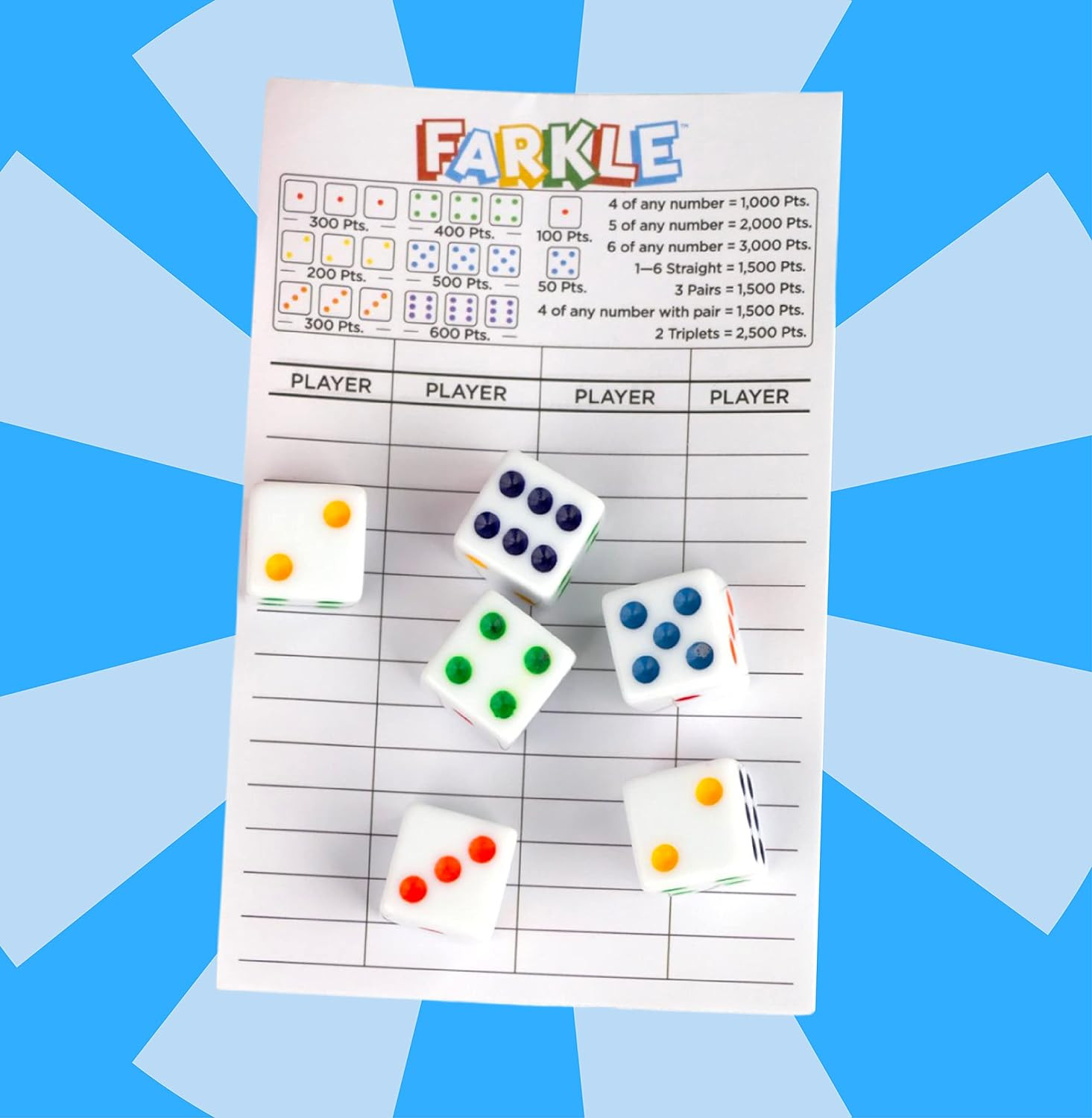 Regal Games – Farkle Classic Dice Game W/ 6 Colored Dice, 1 Convenient Dice Cup