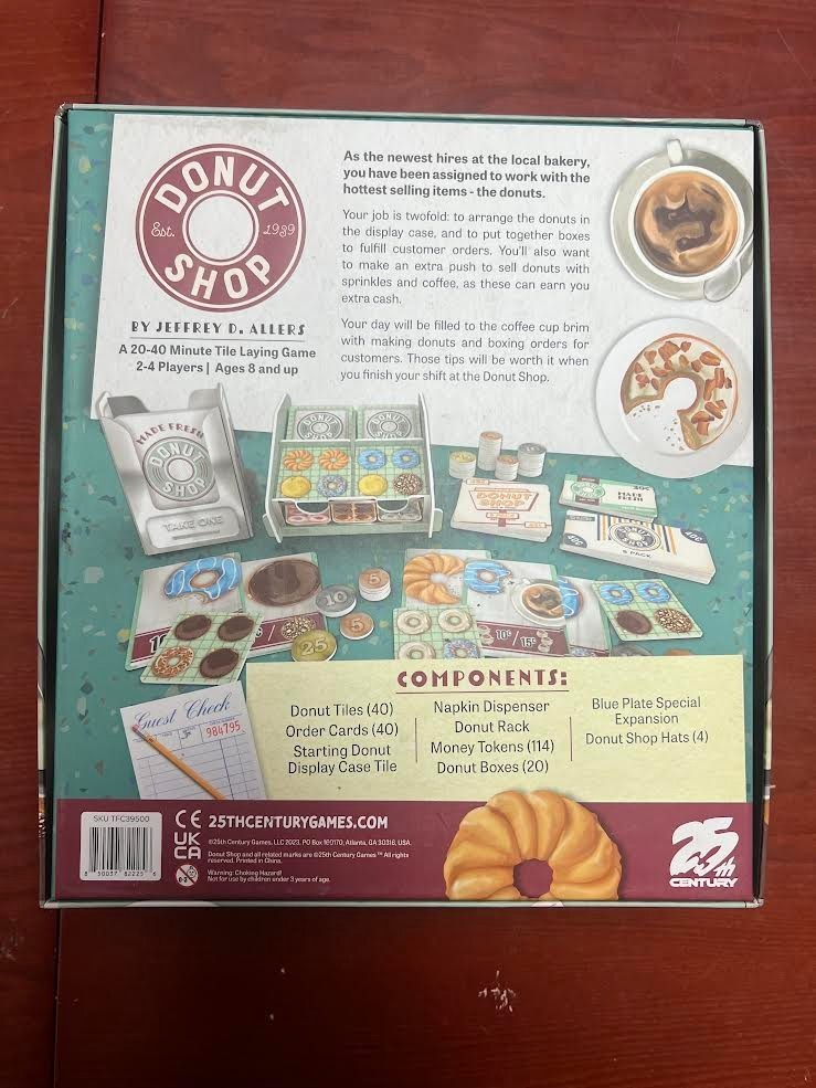 Donut Shop Deluxe Edition Tile Placement Board Game 25th Century Games