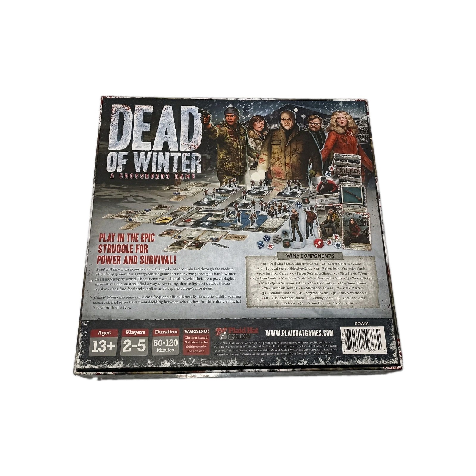 DEAD OF WINTER Plaid Hat Games 2014 100% Complete Near MINT Zombie Horror Board