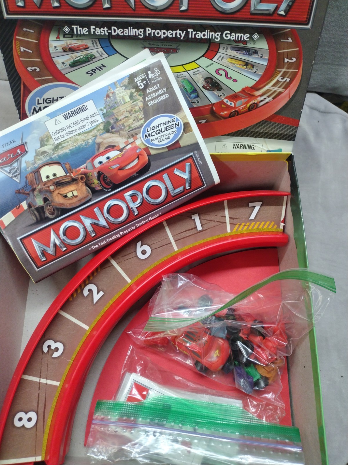 Hasbro Disney Pixar Cars 2 Monopoly Complete 2011 Lightning McQueen Racetrack