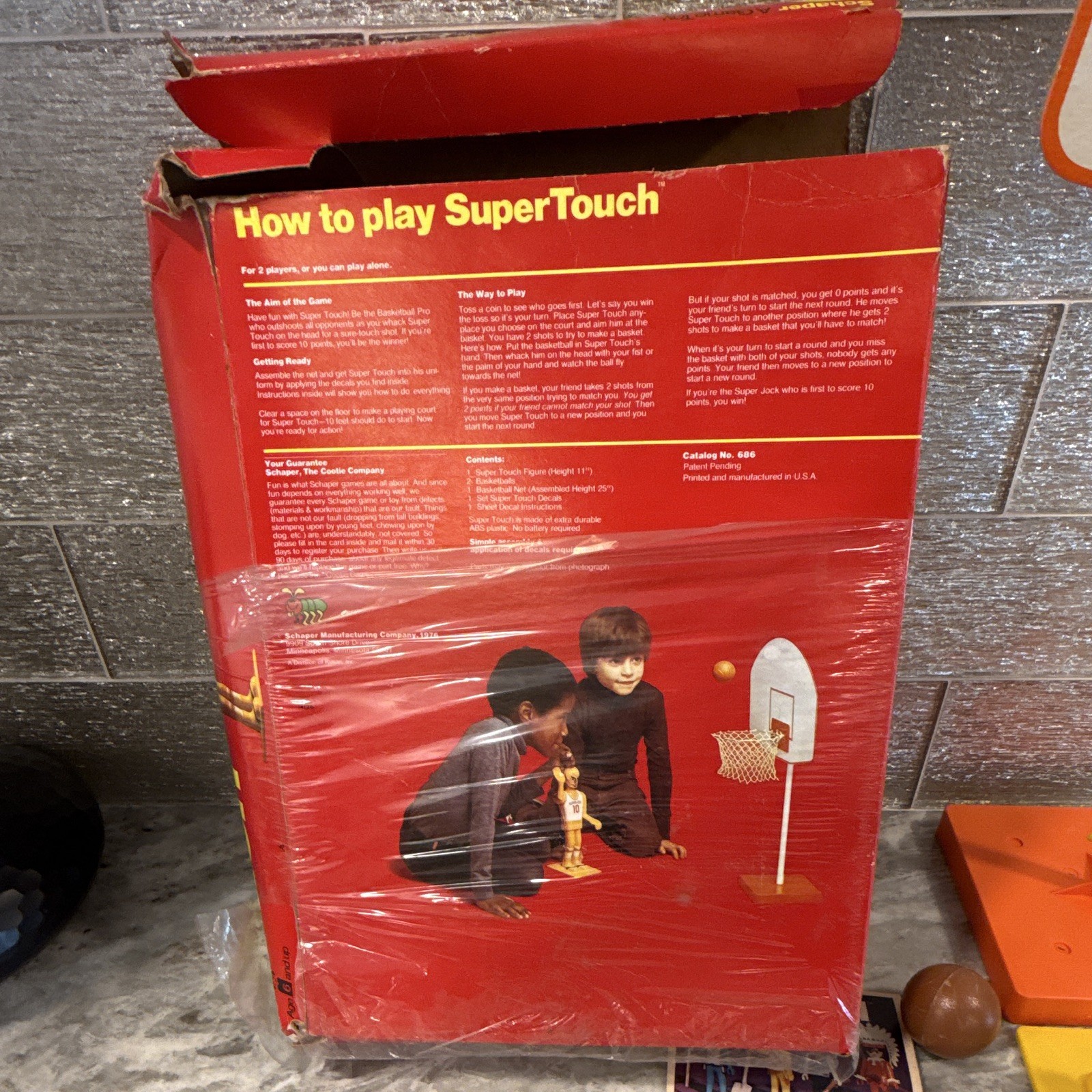 Schaper Super Touch Basketball Game Set w/ Box, Hoop Backboard, Balls, Figure