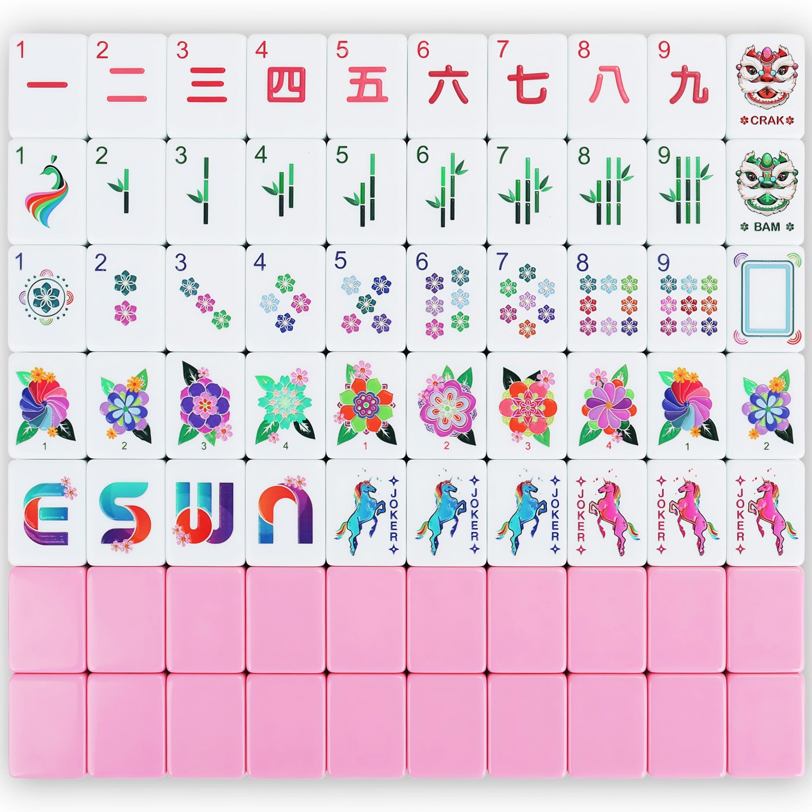 American Pink Mahjong Tile Set – Mah jongg Tiles Game Sets – 166 Complete Cut…