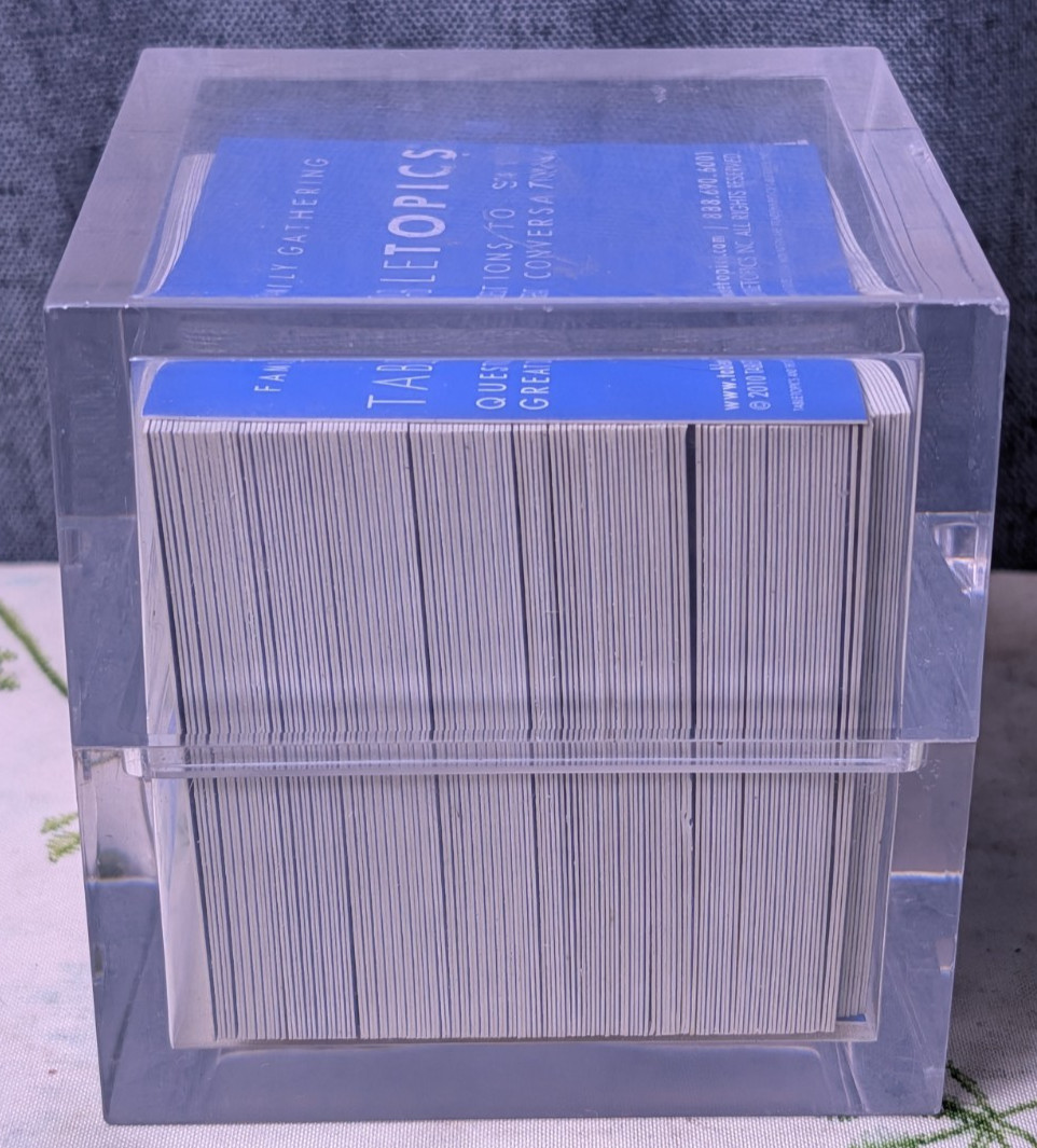 TableTopics Family Gathering Edition Conversation Starter Cards Game Clear Cube