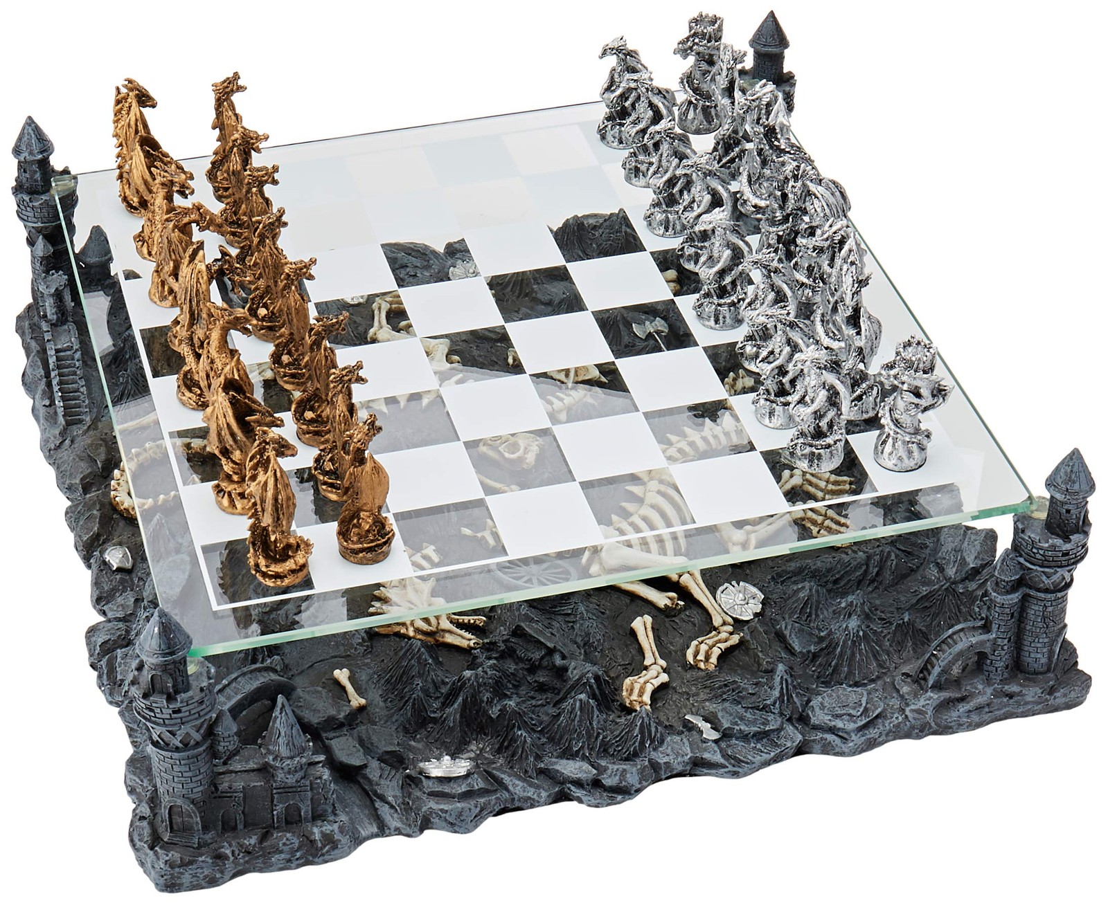 CHH Dragon Chess Set – 3D Fantasy Theme – Pewter Pieces – 2 Players
