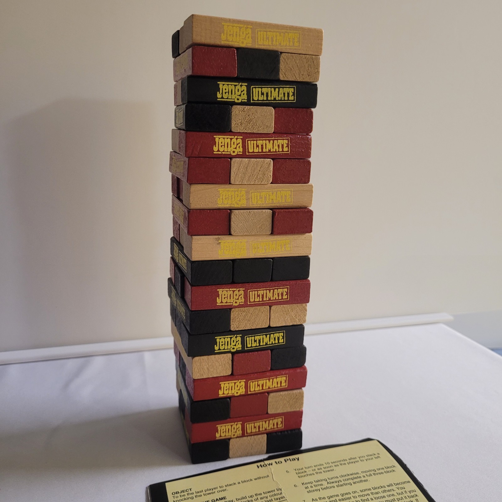 Vintage JENGA ULTIMATE Game 54 Red Black And Natural Wooden Blocks RARE HTF