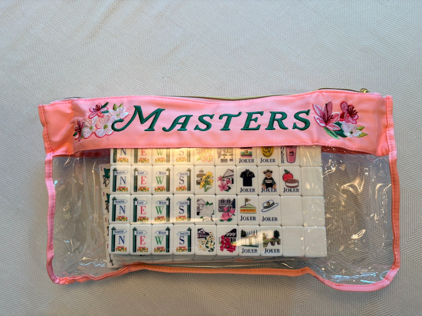 Mahjong GOLF Club New 160 Tiles, Mat, Dice, Dice Bag, Mat Bag. RARE Set Masters