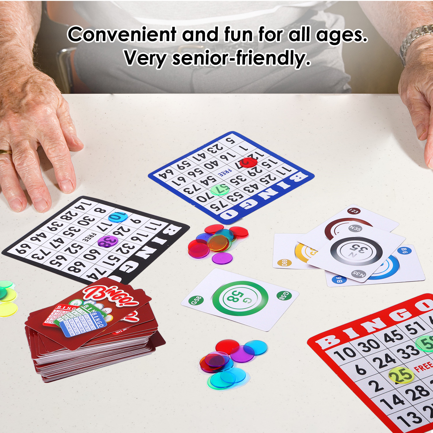 Bingo Game Complete Set w/50 Bingo Cards, 500 Bingo Chips/Bingo Calling Cards