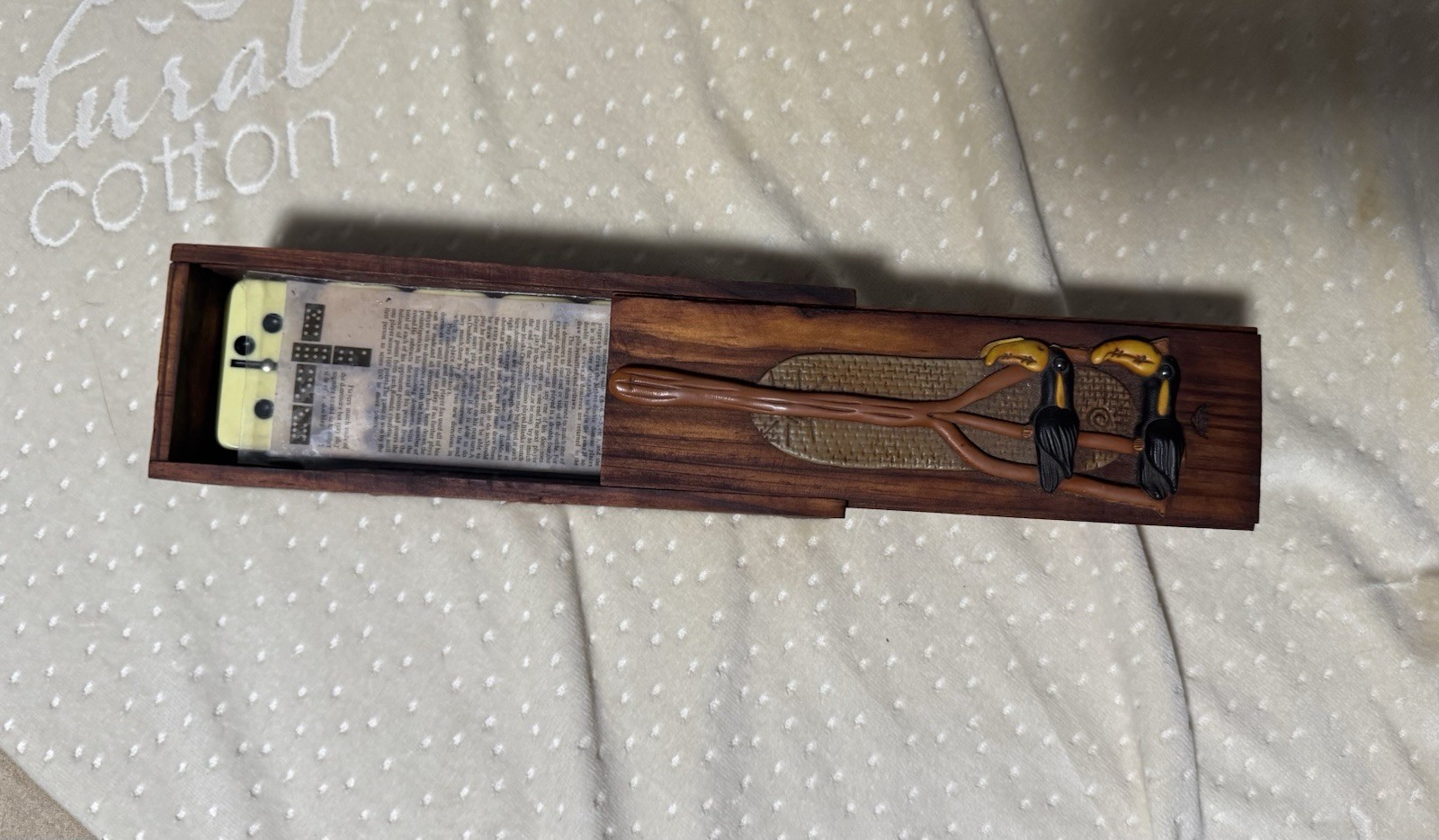 RARE Vintage Hand Carved Wooden Case & Dominos
