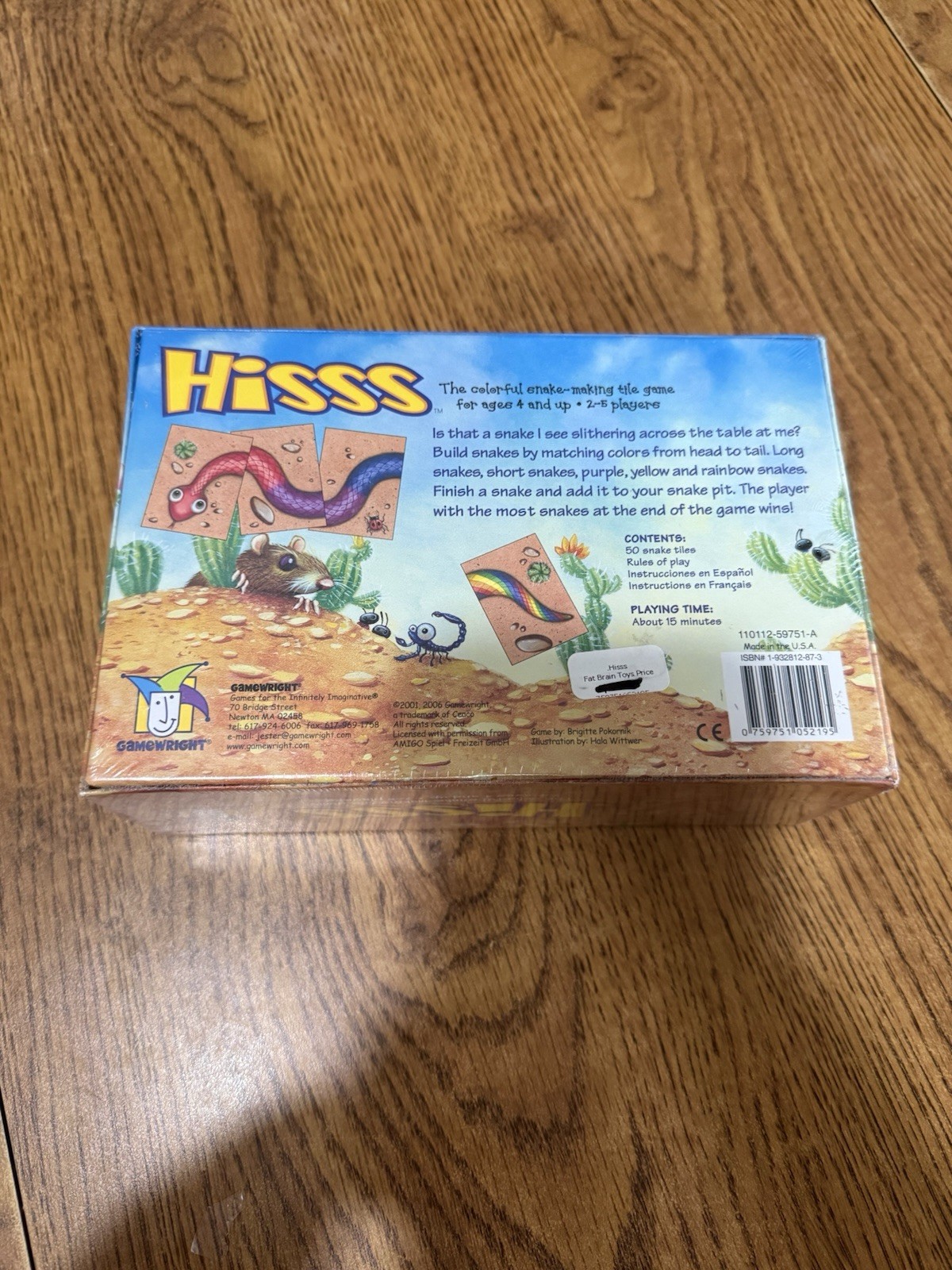 New HISSS The Colorful Snake Making Tile Matching Game Gamewright New Sealed