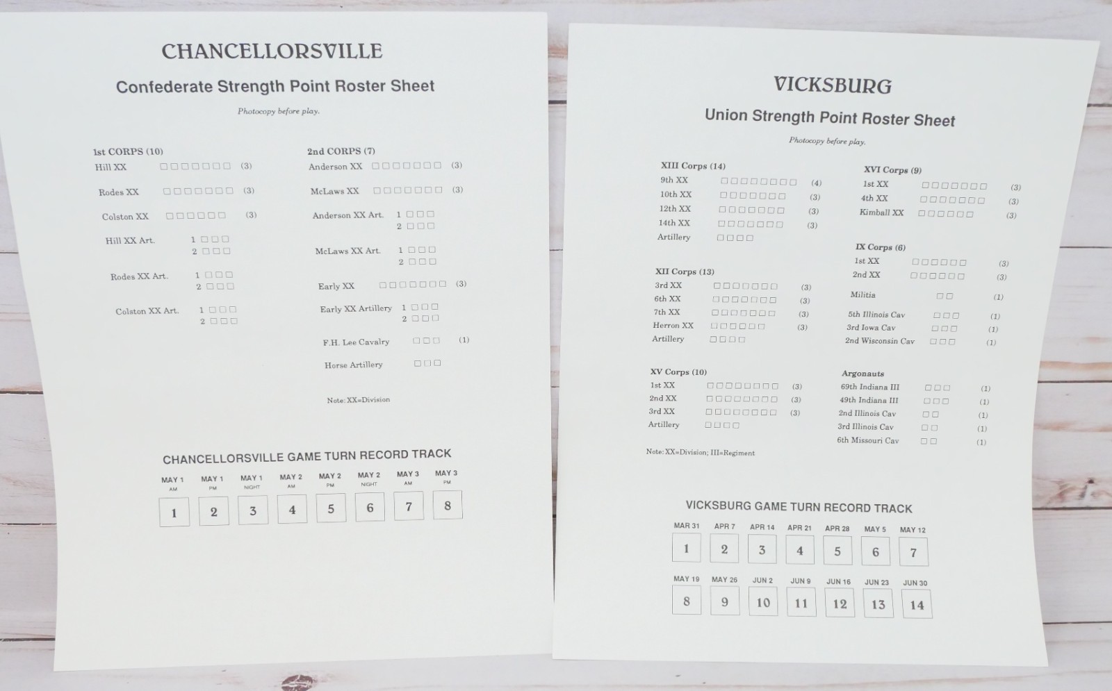 3W, Campaigns of the Civil War: Vicksburg and Chancellorsville, Unpunched