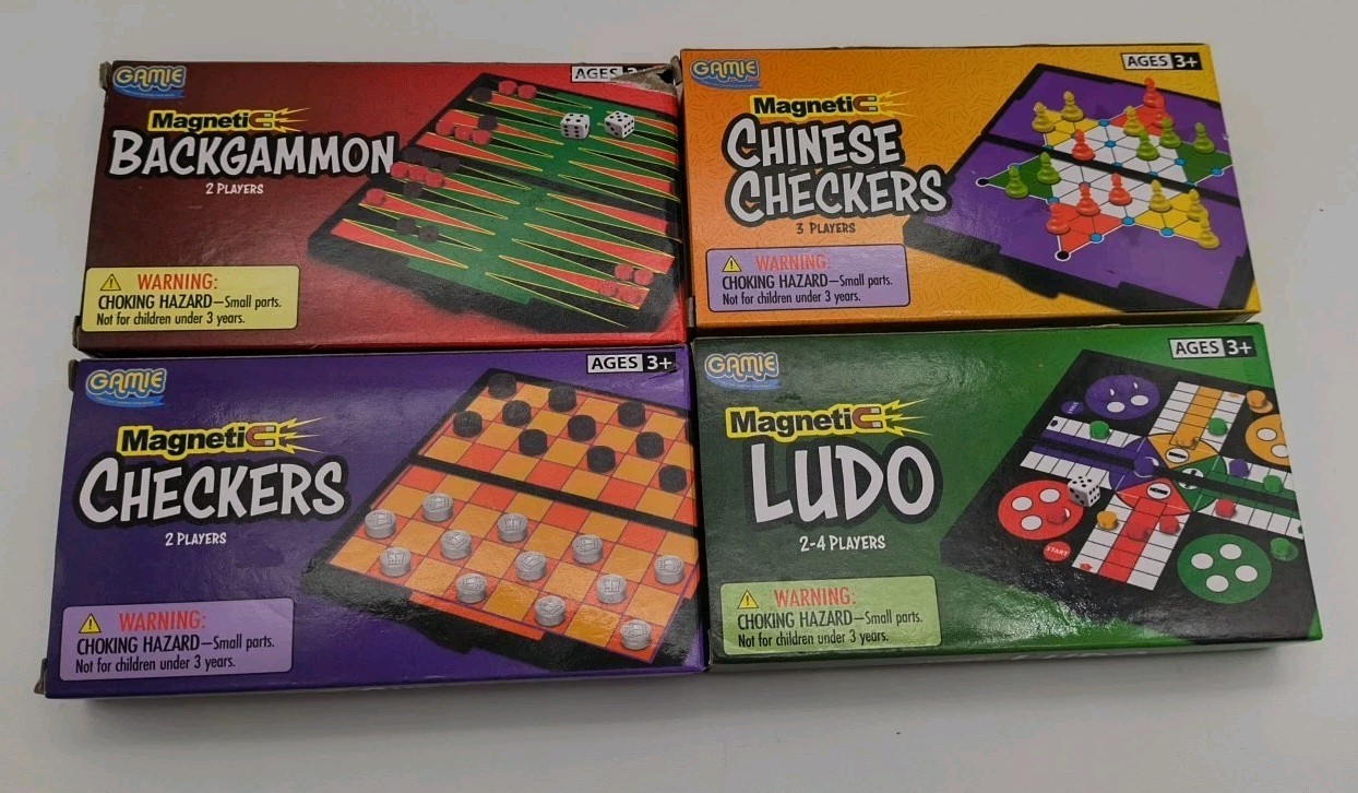 2021 4 Magnetic Travel Board Games By Gamie – New In Damaged Box