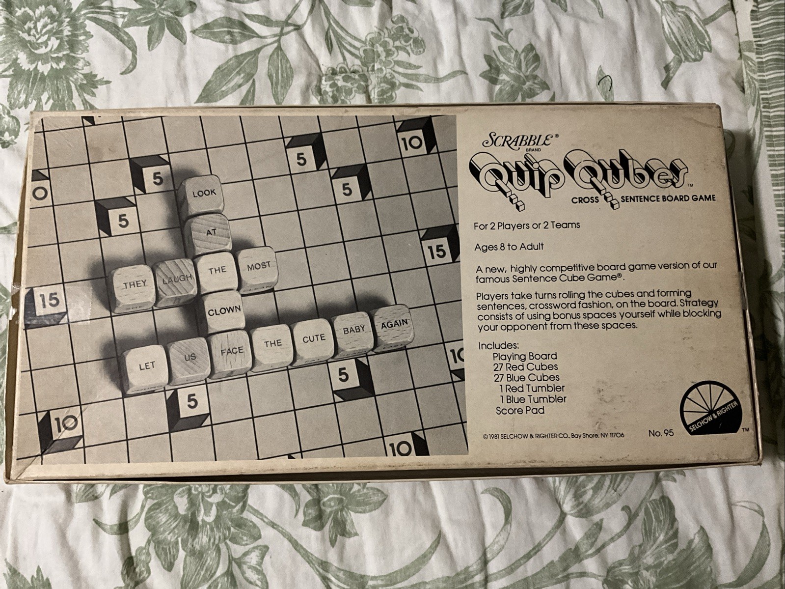 Vtg 1981 Quip Qubes Cross Sentence Dice cube Game Selchow & Righter Complete