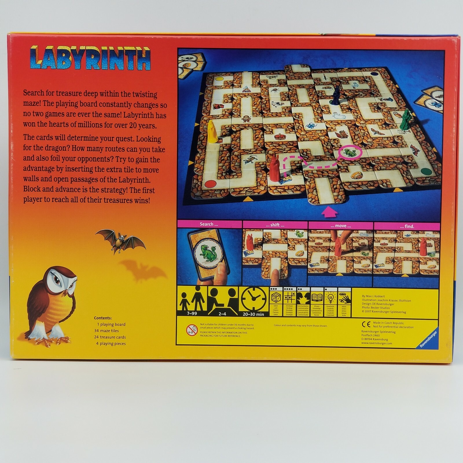 Labyrinth Ravensburger Board Game 2007 Complete EUC Moving Maze Czech Republic