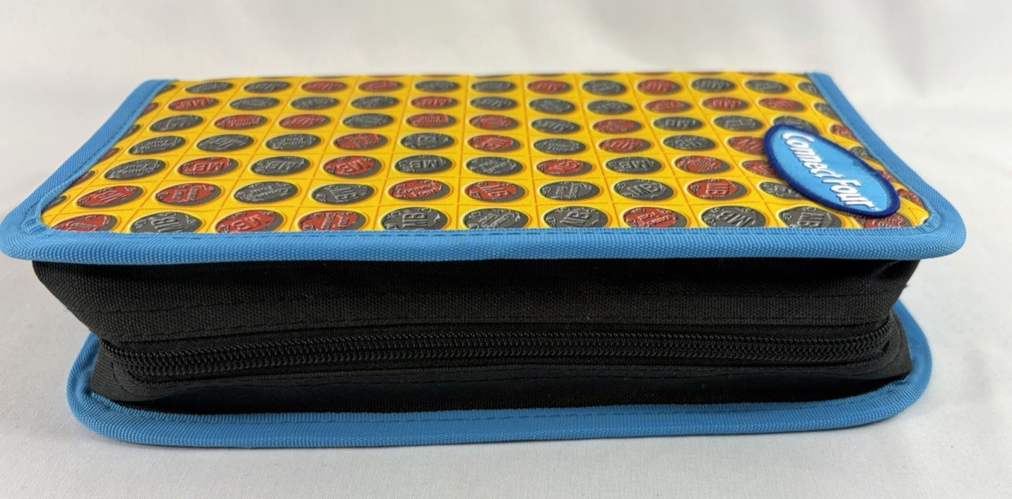 Connect 4 Four Travel Folio Board Game Zipper w Fabric Carrying Case Hasbro