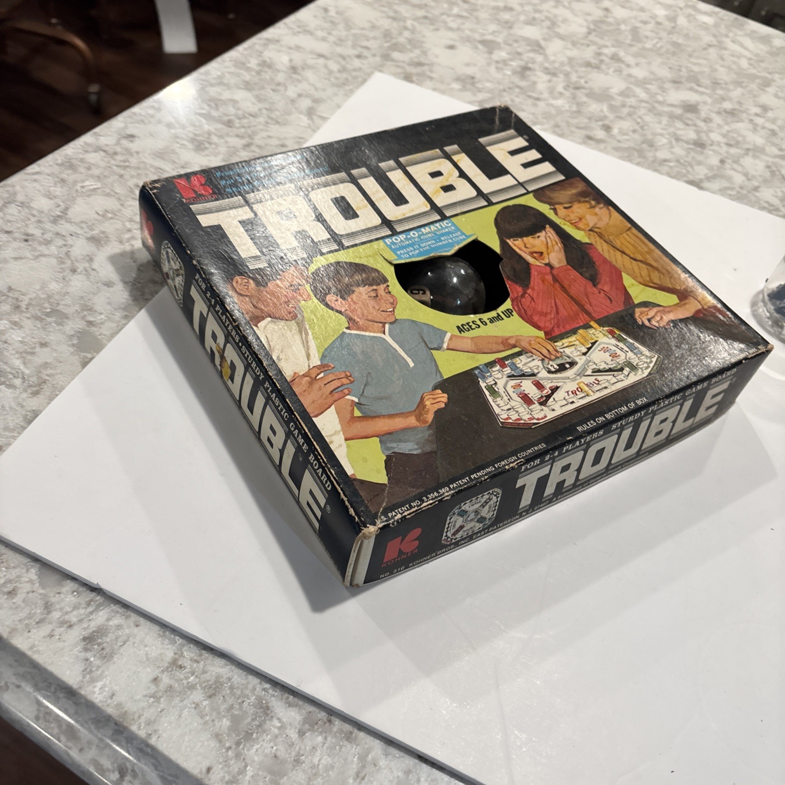 Vintage 1965 Trouble Board Game Kohner Bros No 310 Pop-O-Matic Missing Pieces