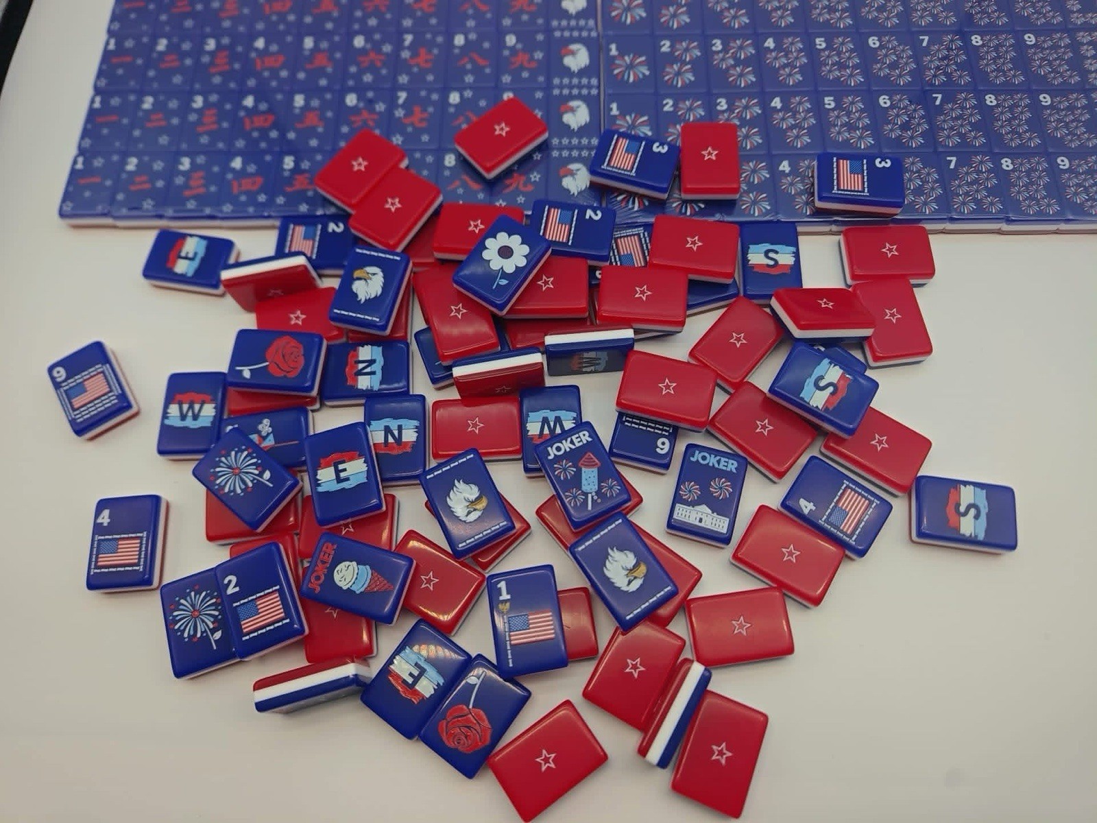 The Patriotic Line Inspired Red, White and Blue American Mahjong Tiles