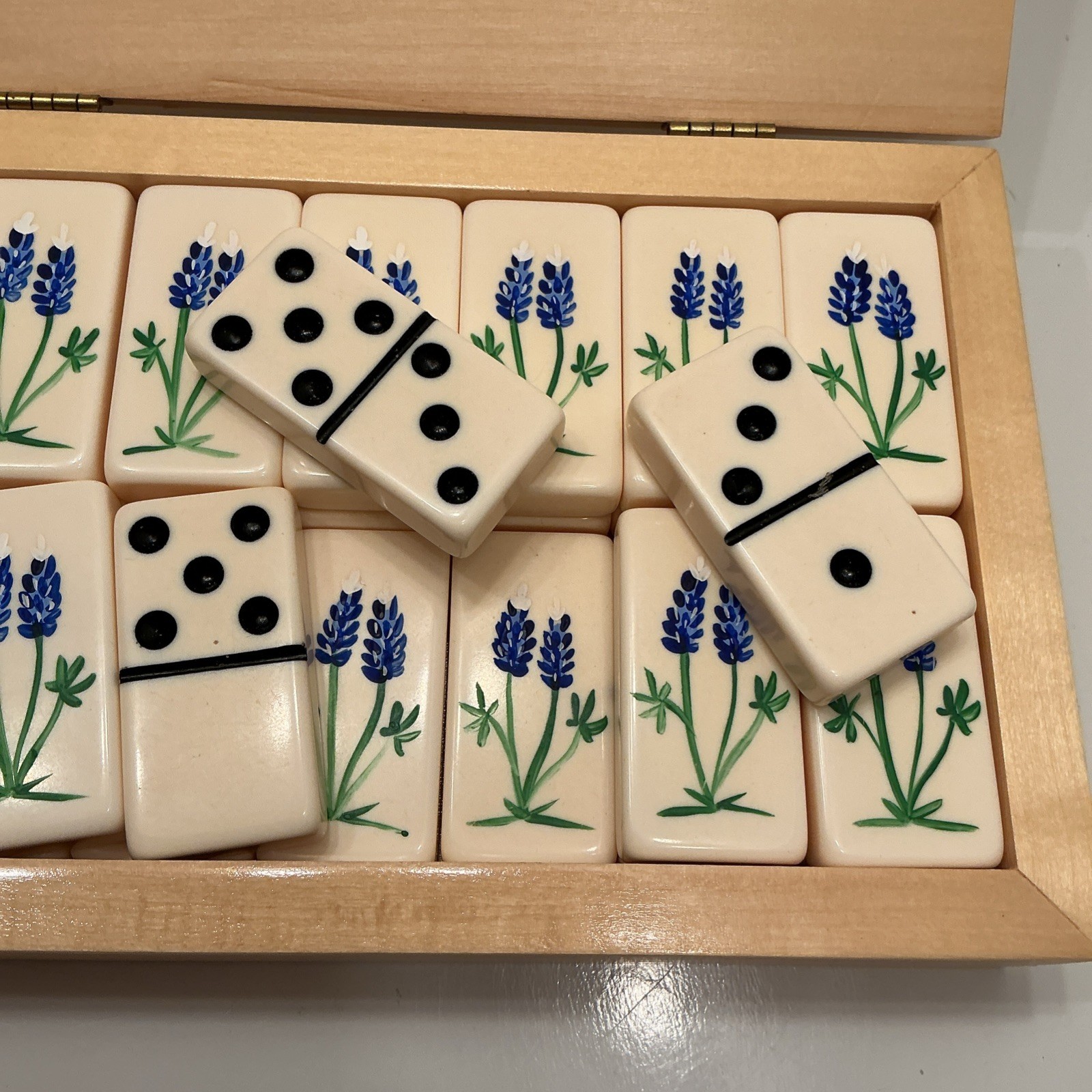 HANDPAINTED TEXAS BLUEBONNETS Extra Thick DOMINOES Texas Imagineering