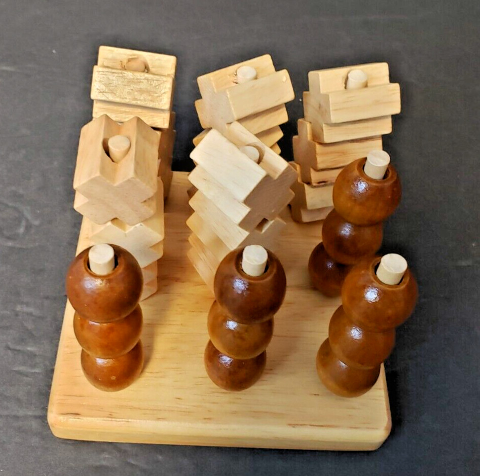 Tic Tac Toe 3D Sterling Games Set #2705 Wood Pieces Complete Set