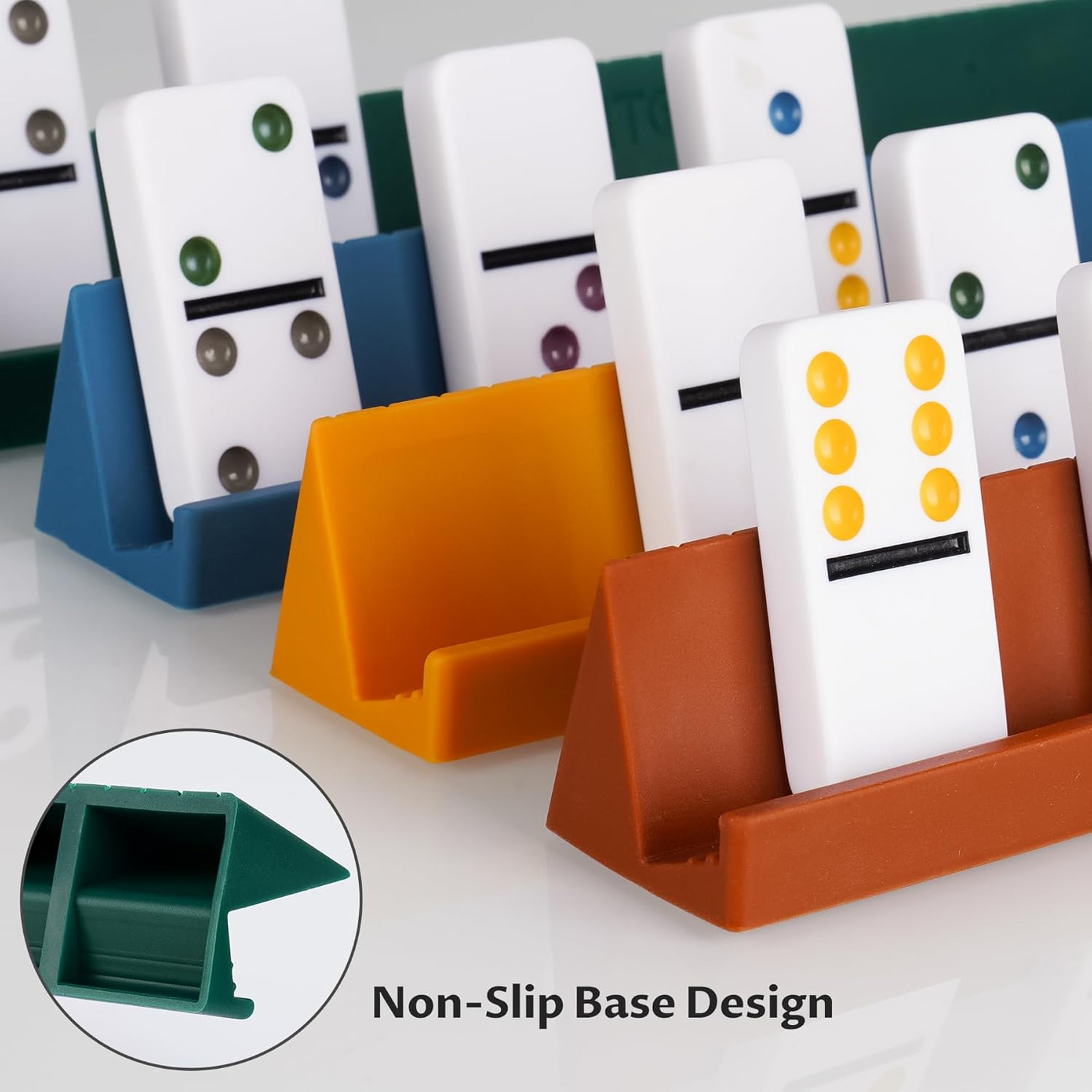 Domino Racks Silicone 4 Pack 10×1.18×1.18 Inches Multi Tilt Anti-Slip Multicolor