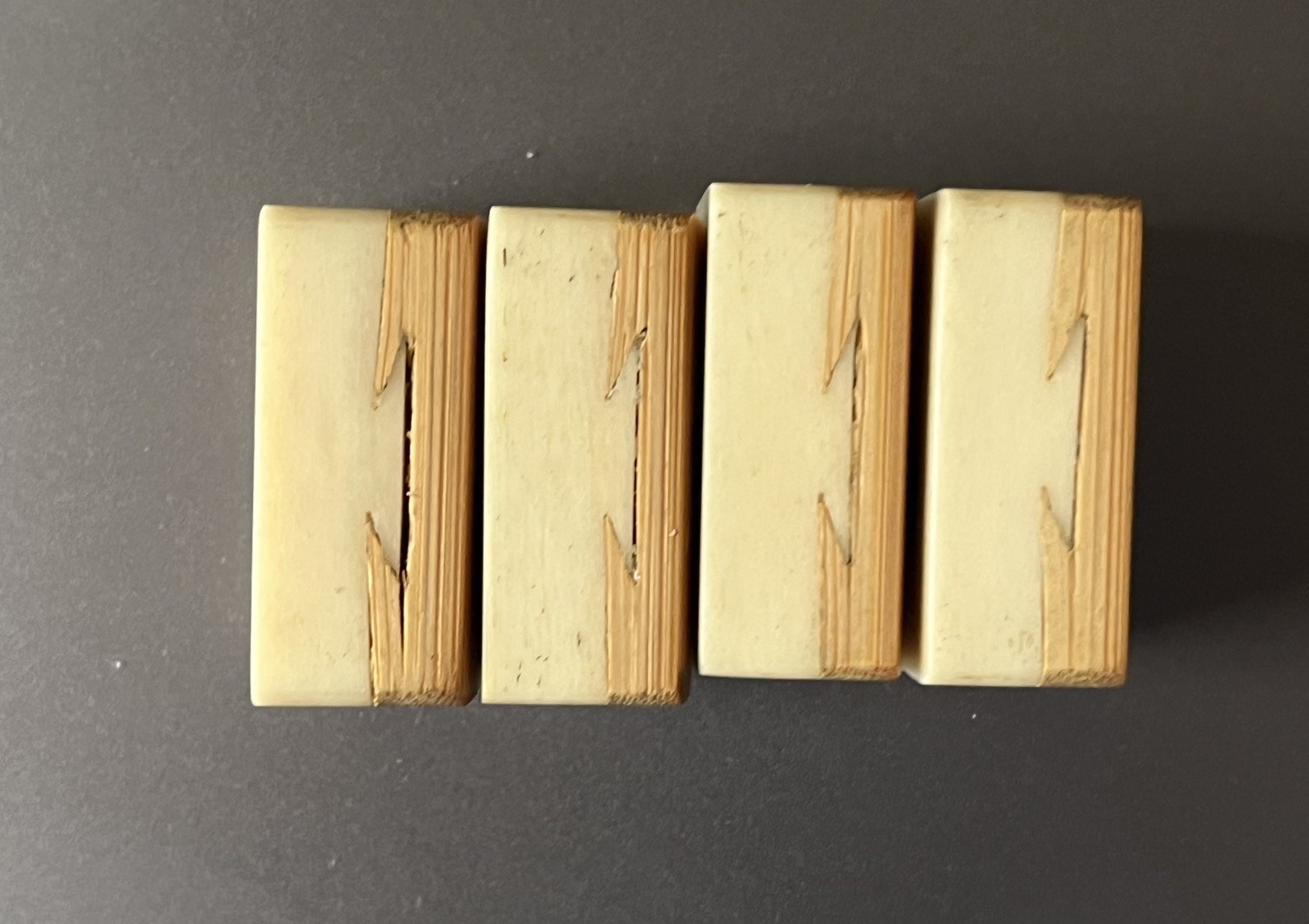 lot 4 Quality Vtg 1920s Mahjong Bone/Bamboo Replacement Tiles N E W S thick bone