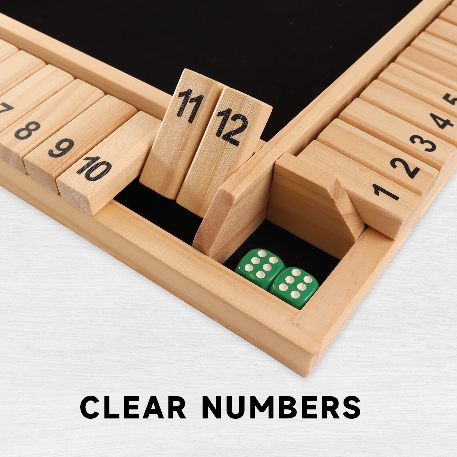 4-Player 12 Number Shut The Box Dice Game. Family Party Porch Pub Bar Board Game