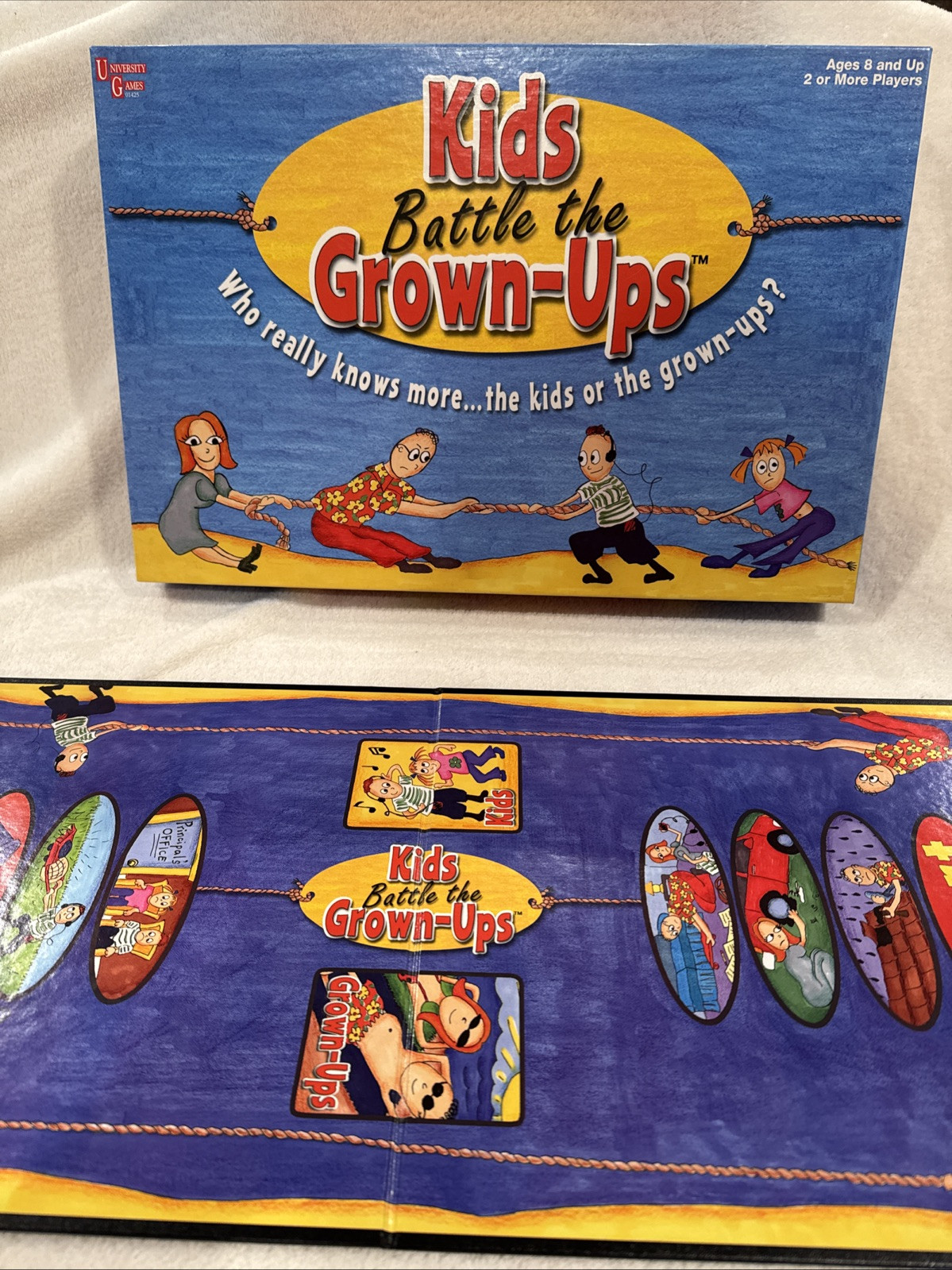 Kids Battle The Grown-Ups Trivia Board Game 2002 by University Games Age 8 & Up