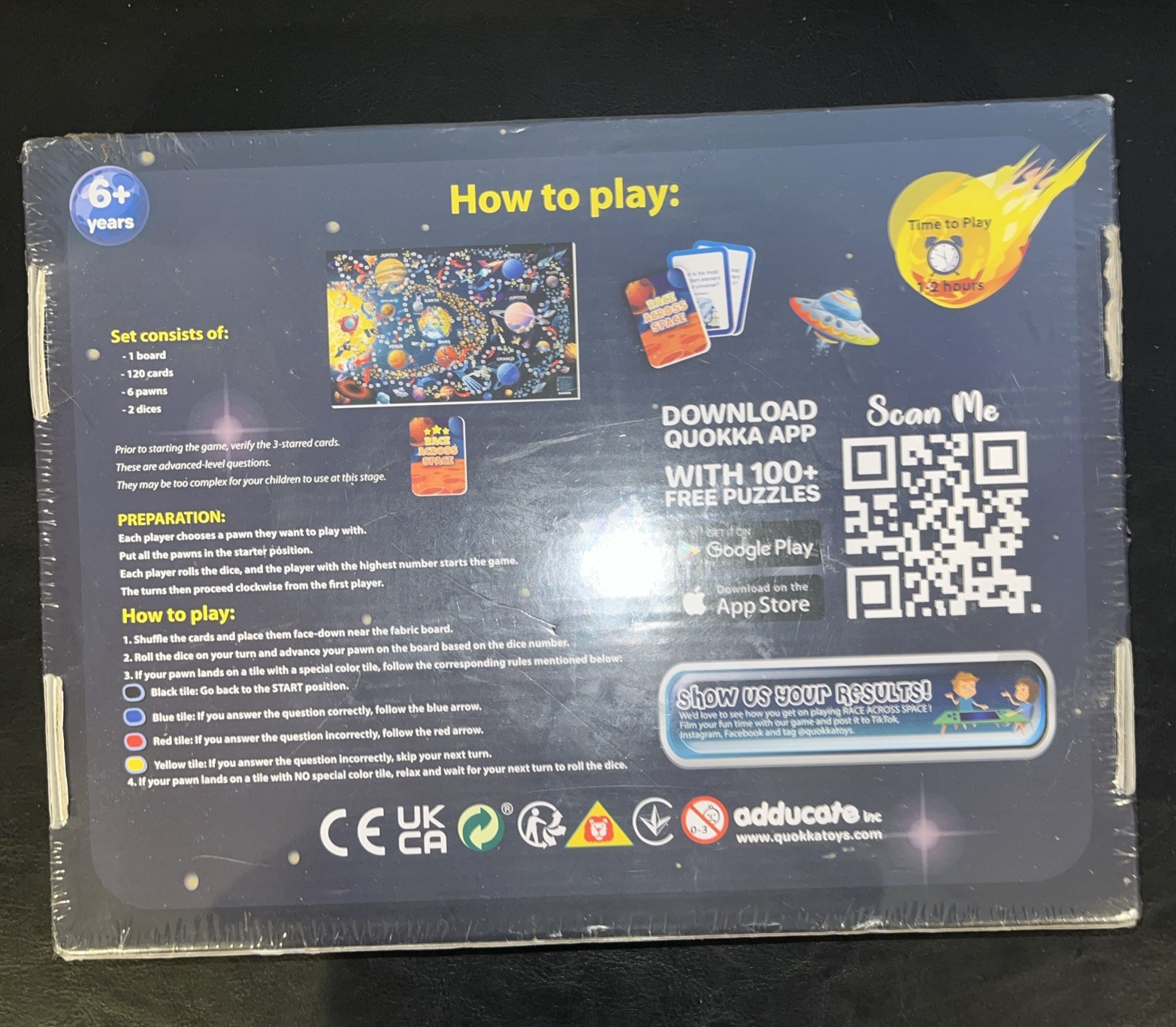 RACE ACROSS SPACE*2 to 6 players*6 To 8 Players Ages 6+*NIB