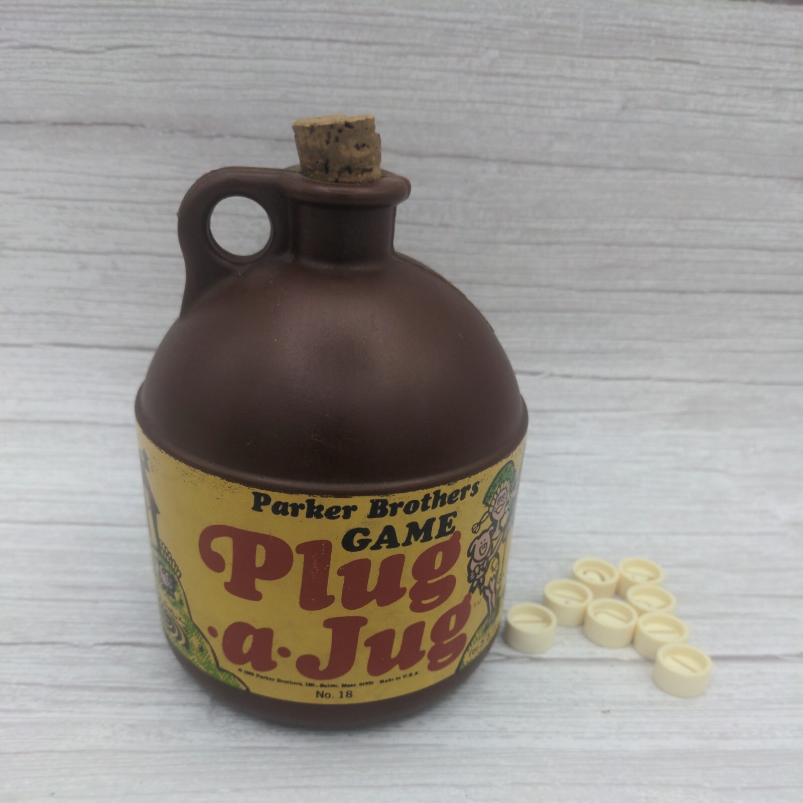 PLUG-A-JUG Game #18 Whiskey Jug with CORK Vtg 1969 Parker Brothers Plug A Jug